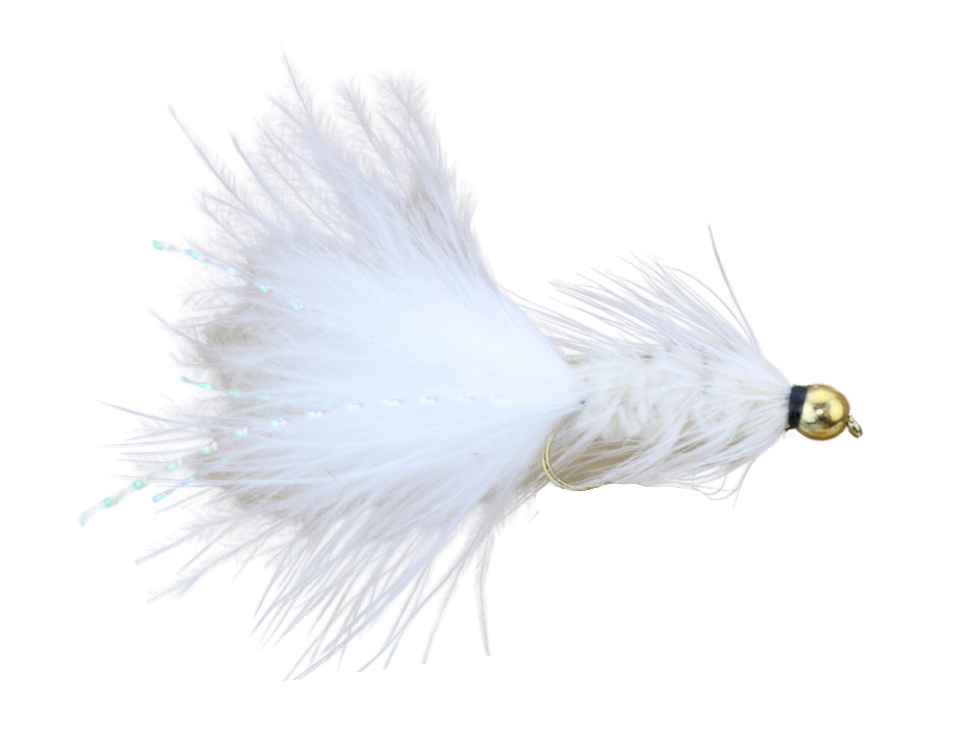 Wild Water Fly Fishing White Wooly Bugger w/ Bead Head, Size 10, Qty. 6