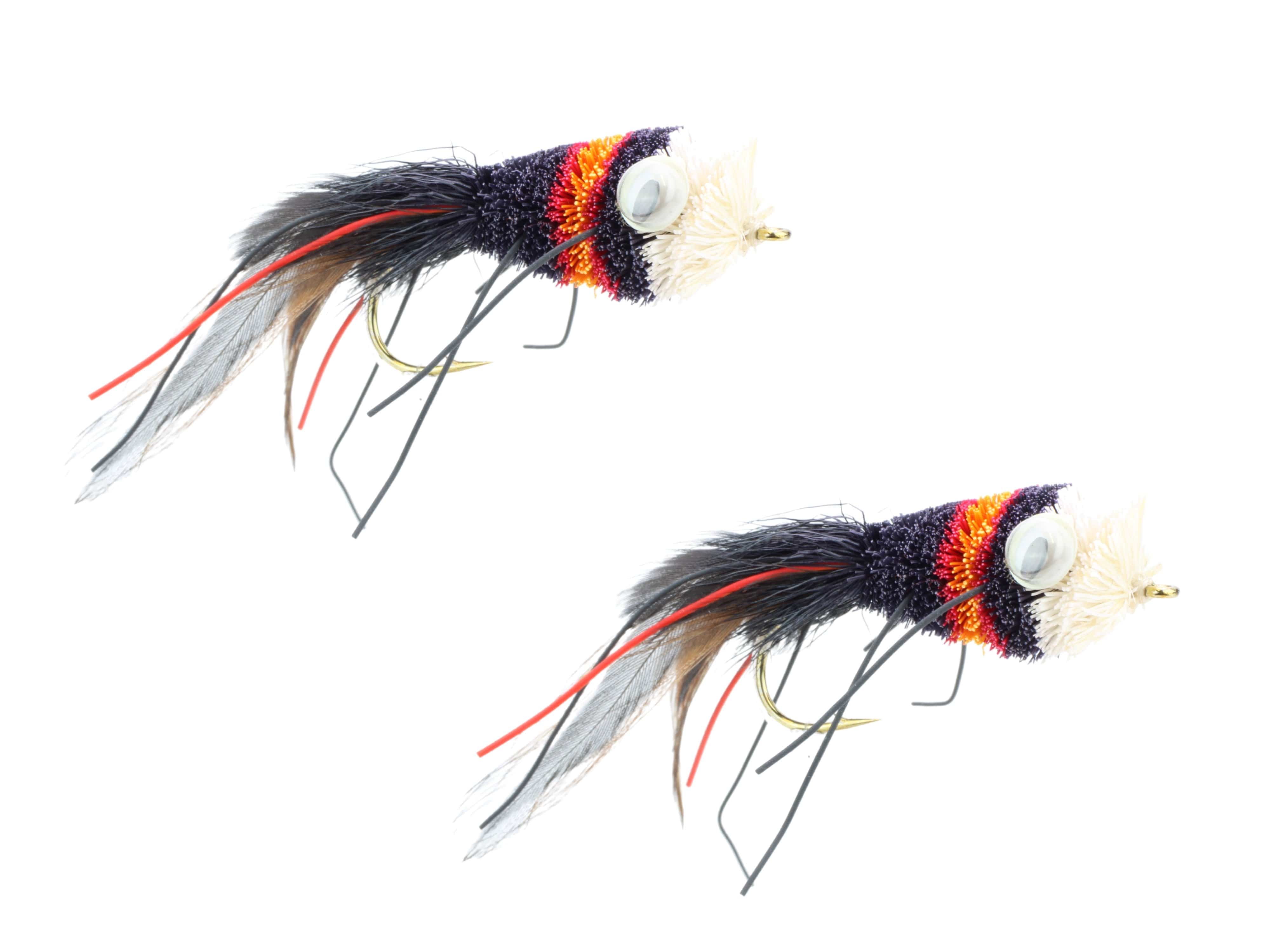 Wild Water Fly Fishing Black, Red and Orange Deer Hair Bass Bug, size 2, qty. 2