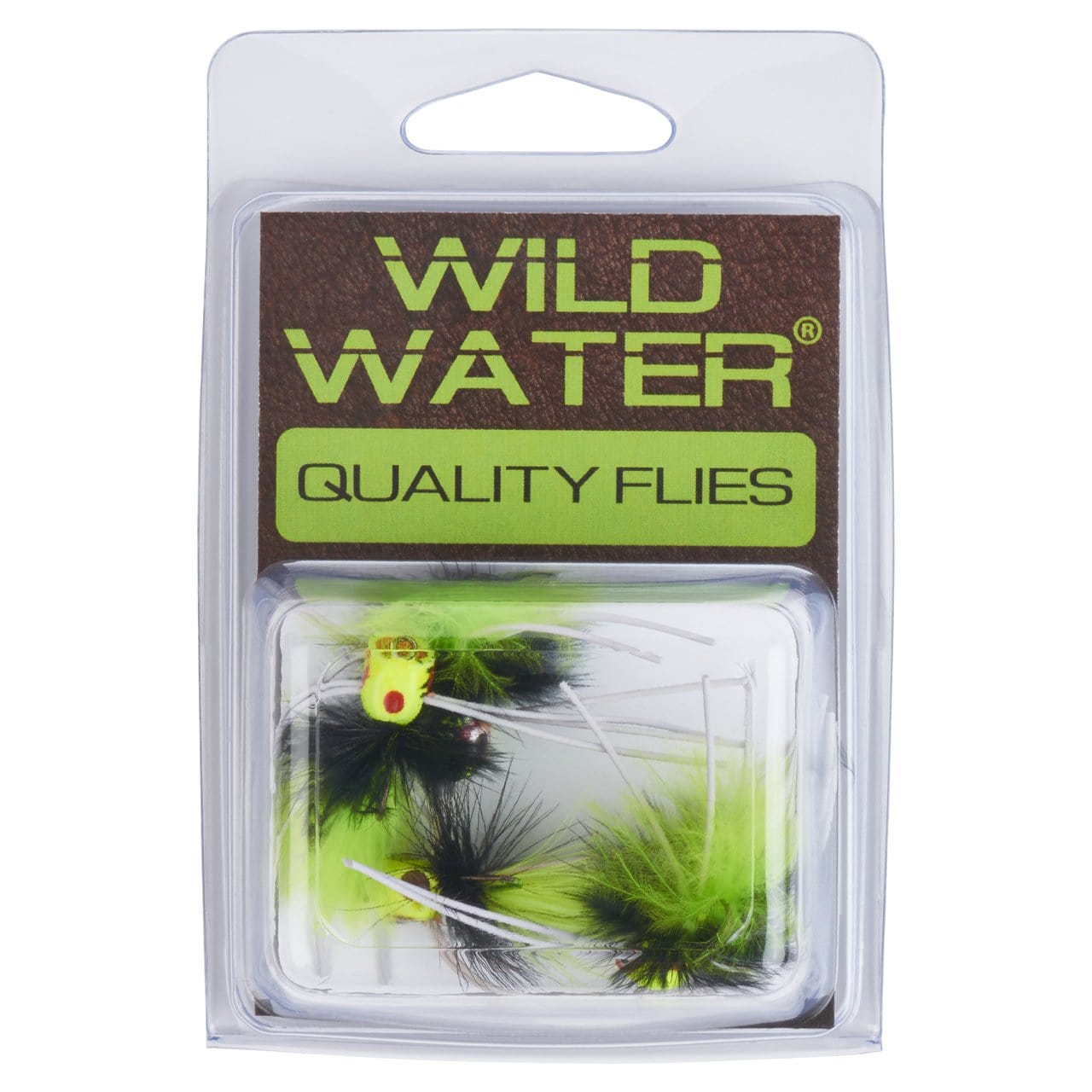 Wild Water Fly Fishing Black and Chartreuse Concave Face Mini Panfish Popper, Size 10, Qty 4