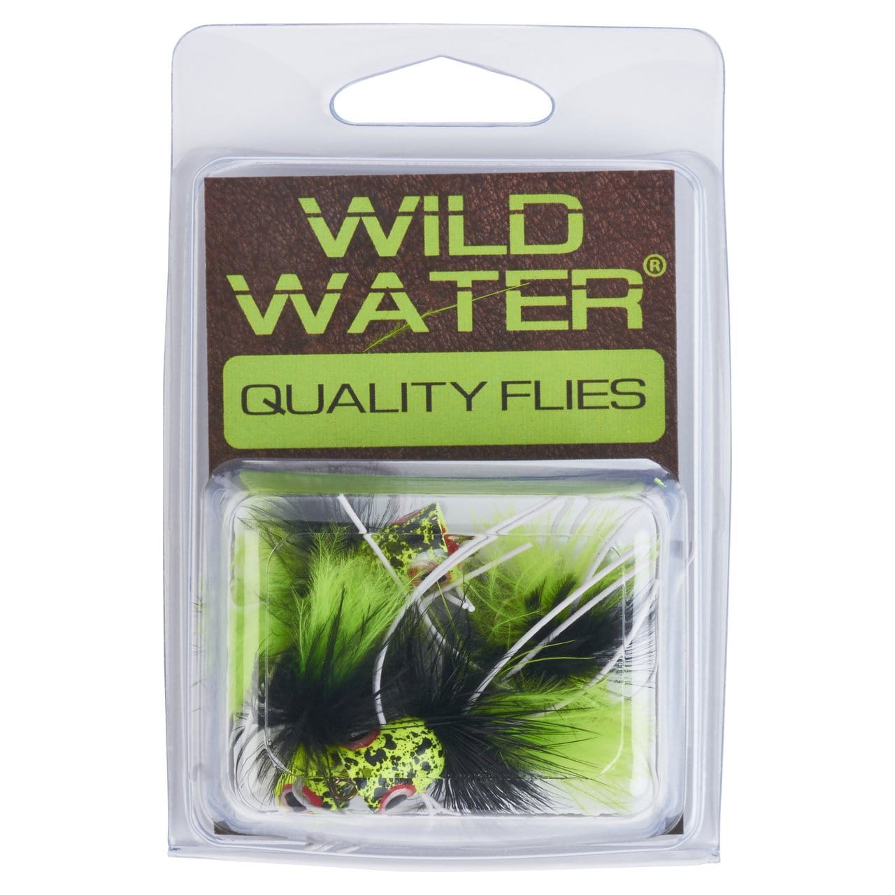 Wild Water Fly Fishing Black and Chartreuse Concave Face Mini Panfish Popper, Size 6, Qty. 4