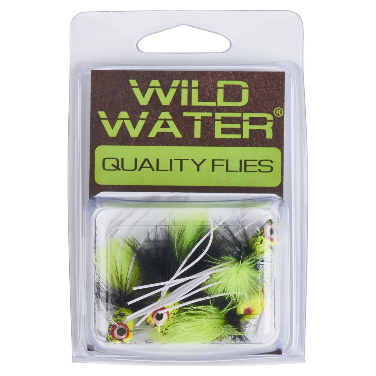 Wild Water Fly Fishing Black and Chartreuse Concave Face Mini Panfish Popper, Size 8, Qty. 4
