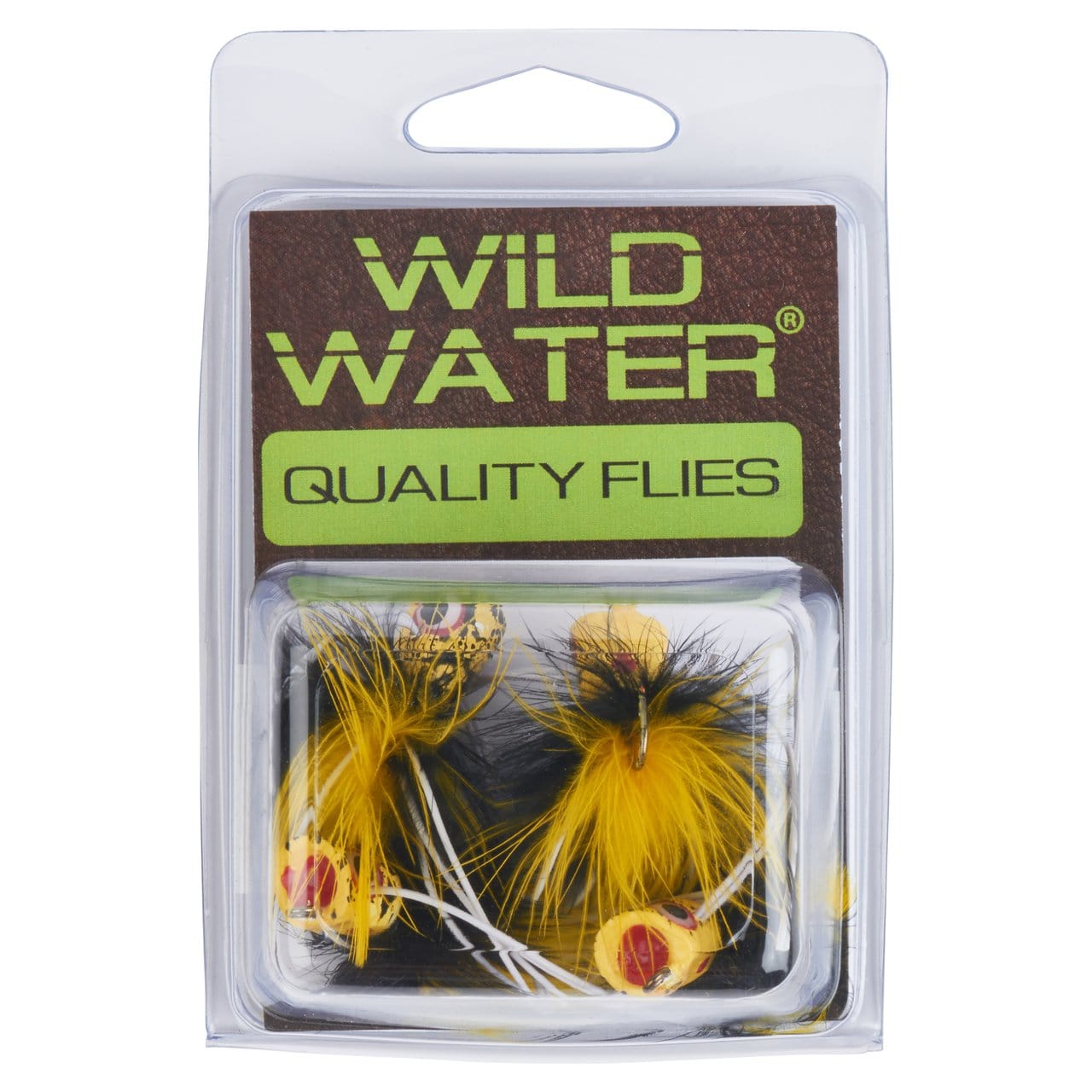 Wild Water Fly Fishing Black and Yellow Concave Face Mini Panfish Popper, Size 6, Qty. 4