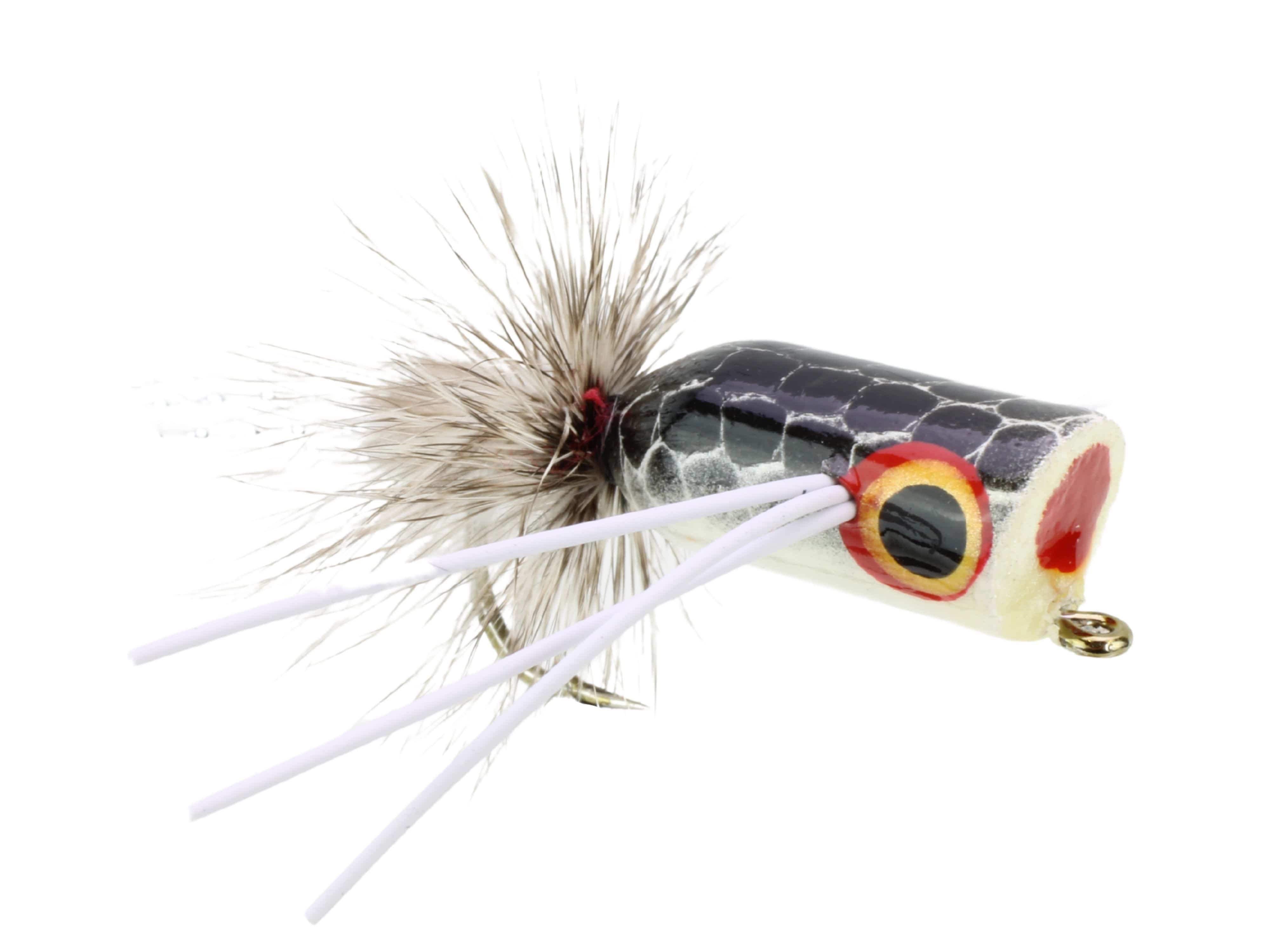 Wild Water Fly Fishing Black and Silver Bass Popper, Size 2, Qty. 4
