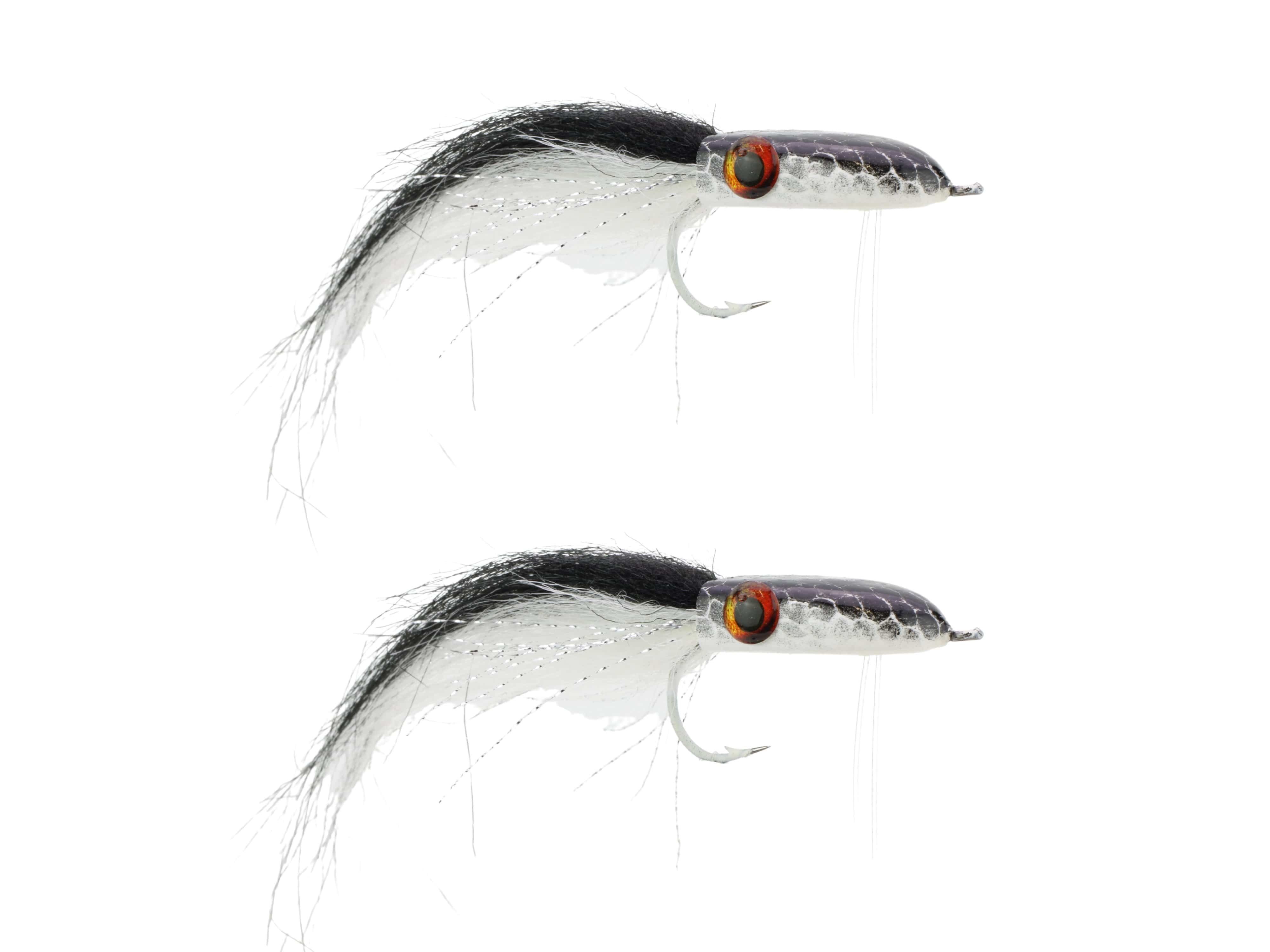 Wild Water Fly Fishing Black and White Snake Head Popper, Size 2/0, Qty. 2