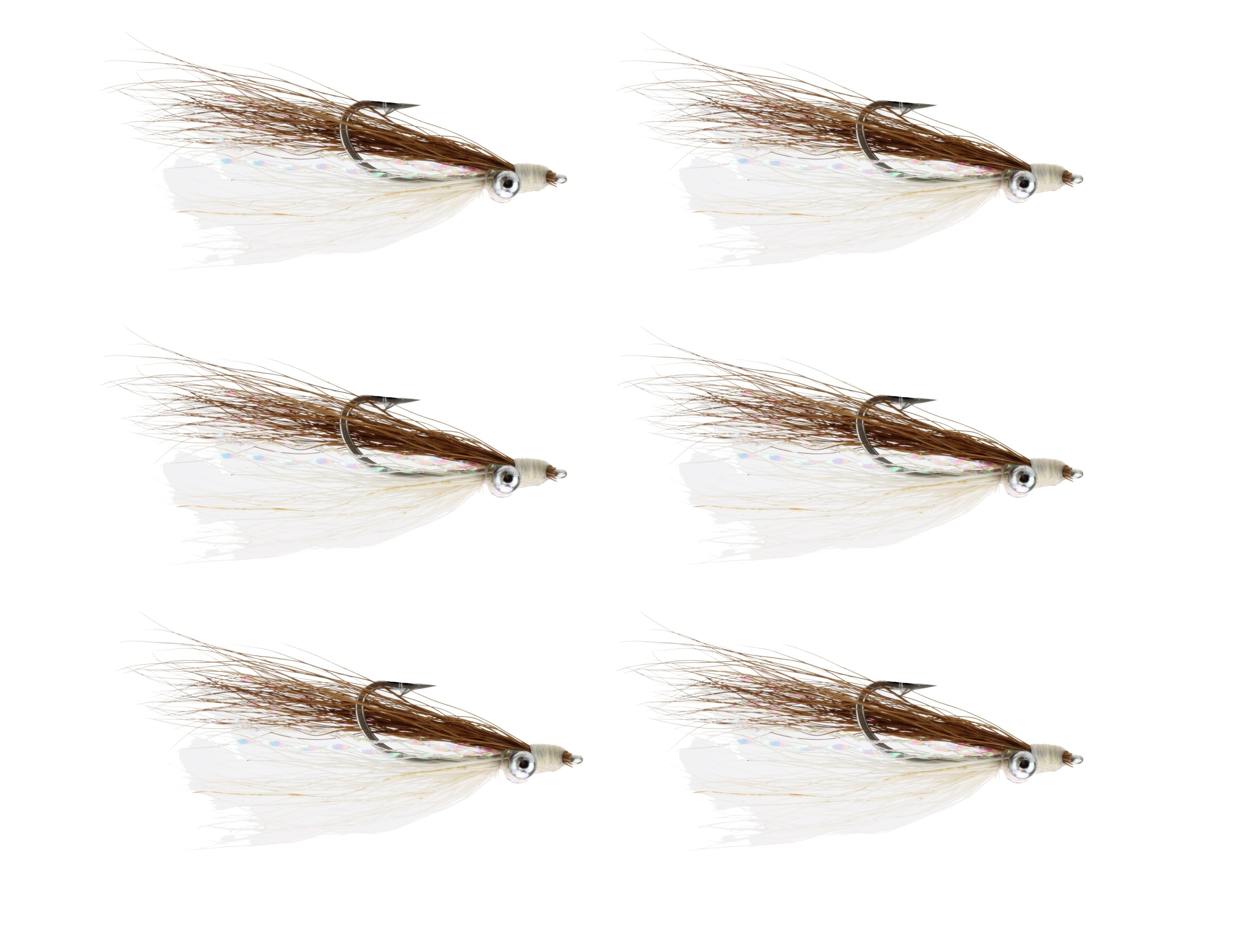 Wild Water Fly Fishing Brown and White Clouser Minnow, Size 8, Qty. 6