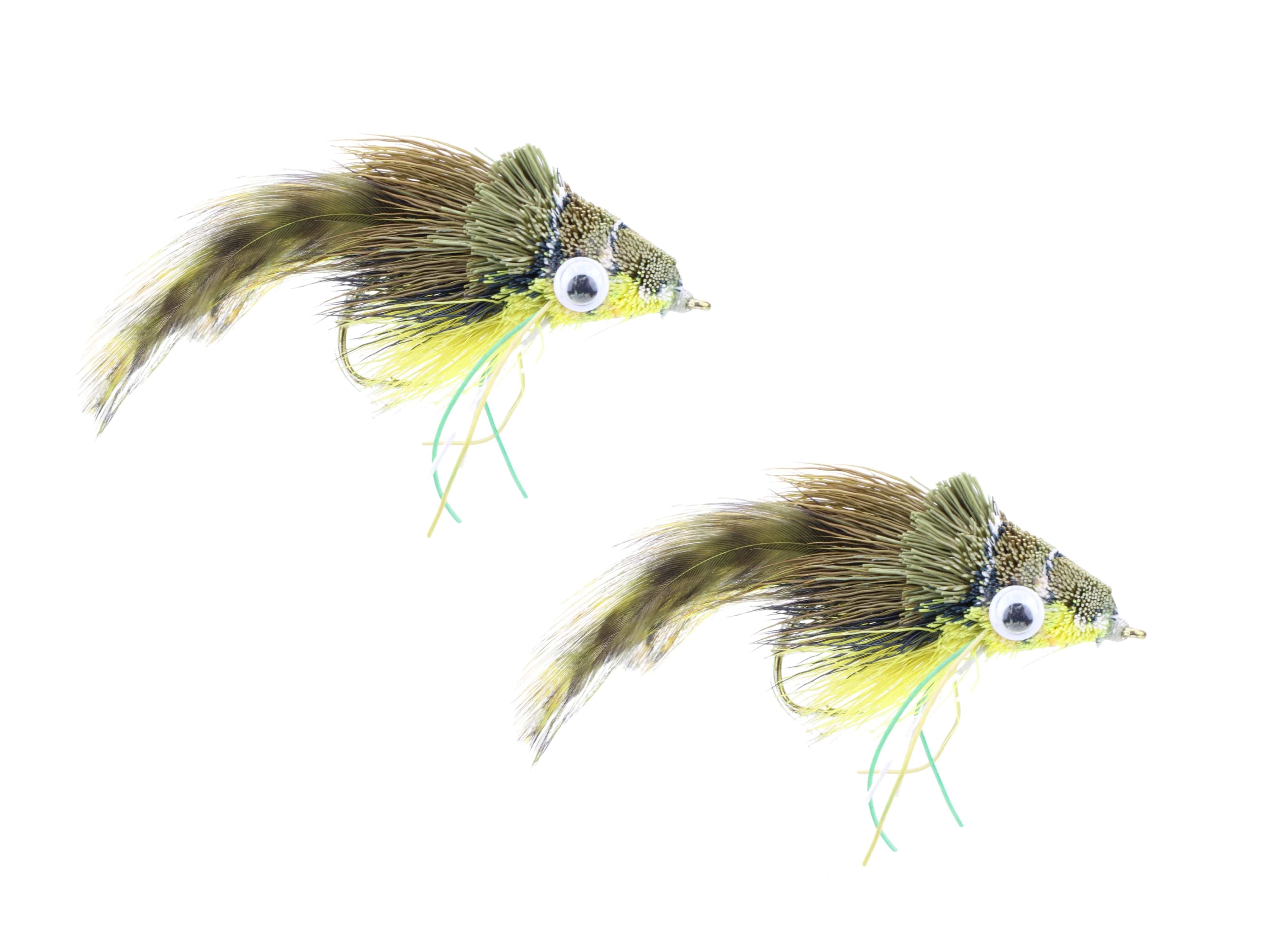 Wild Water Fly Fishing Green Camo Frog Deer Hair Diver, Size 2, Qty. 2