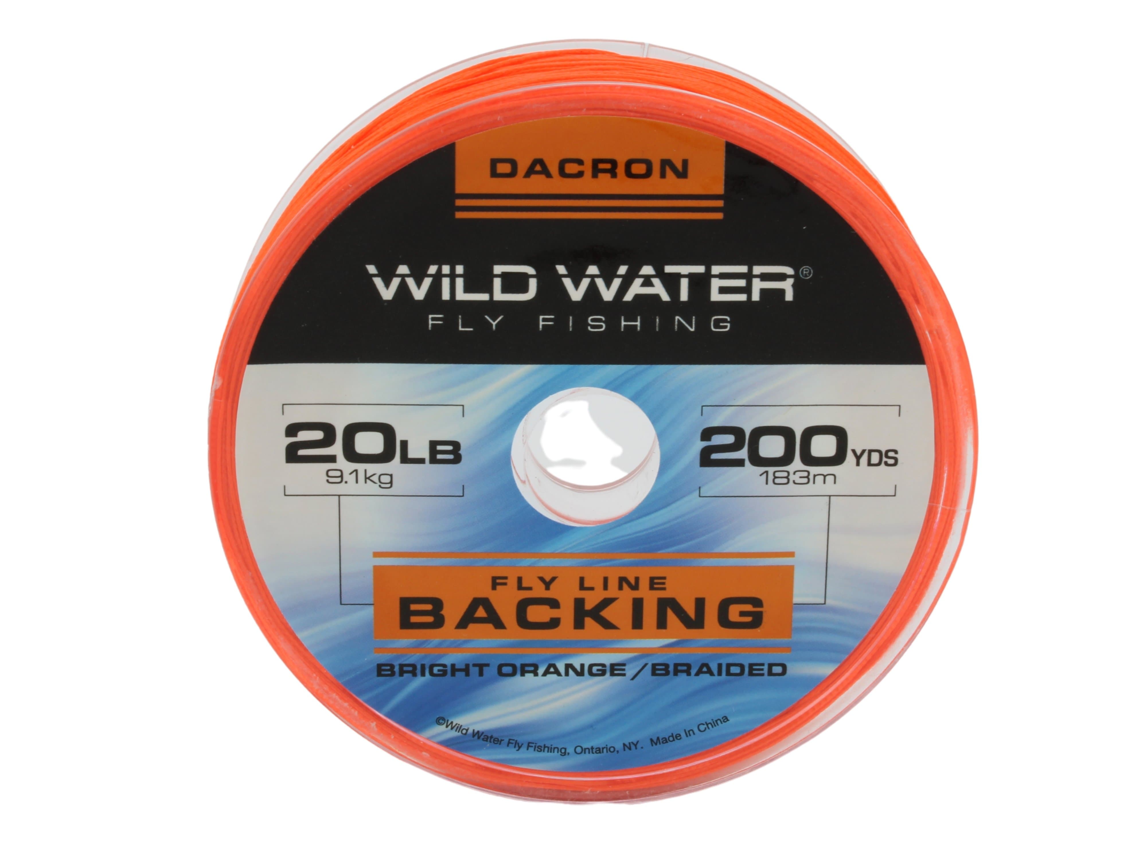 Wild Water Fly Fishing Braided Dacron Backing Spool, 20# 200 yards, Bright Orange