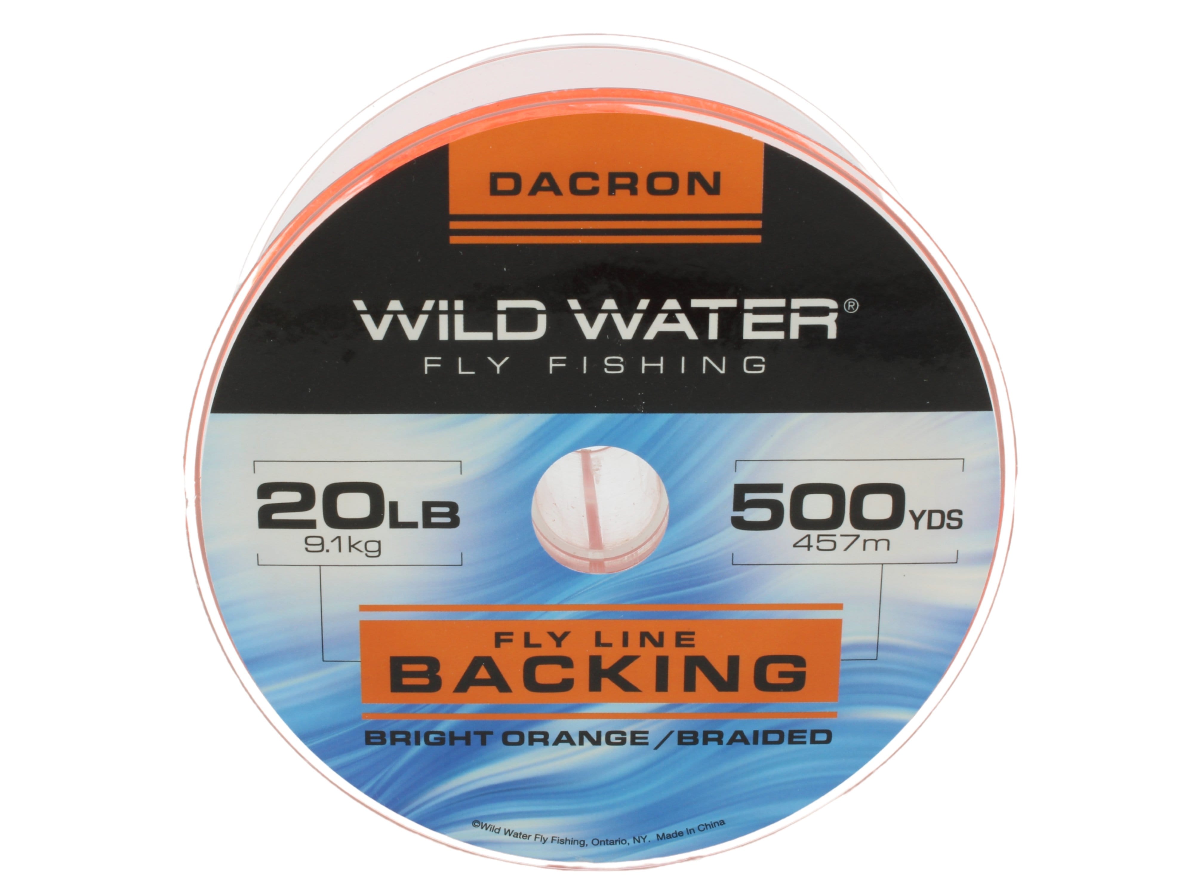 Wild Water Fly Fishing Braided Dacron Backing Spool, 20# 500 yards, Bright Orange