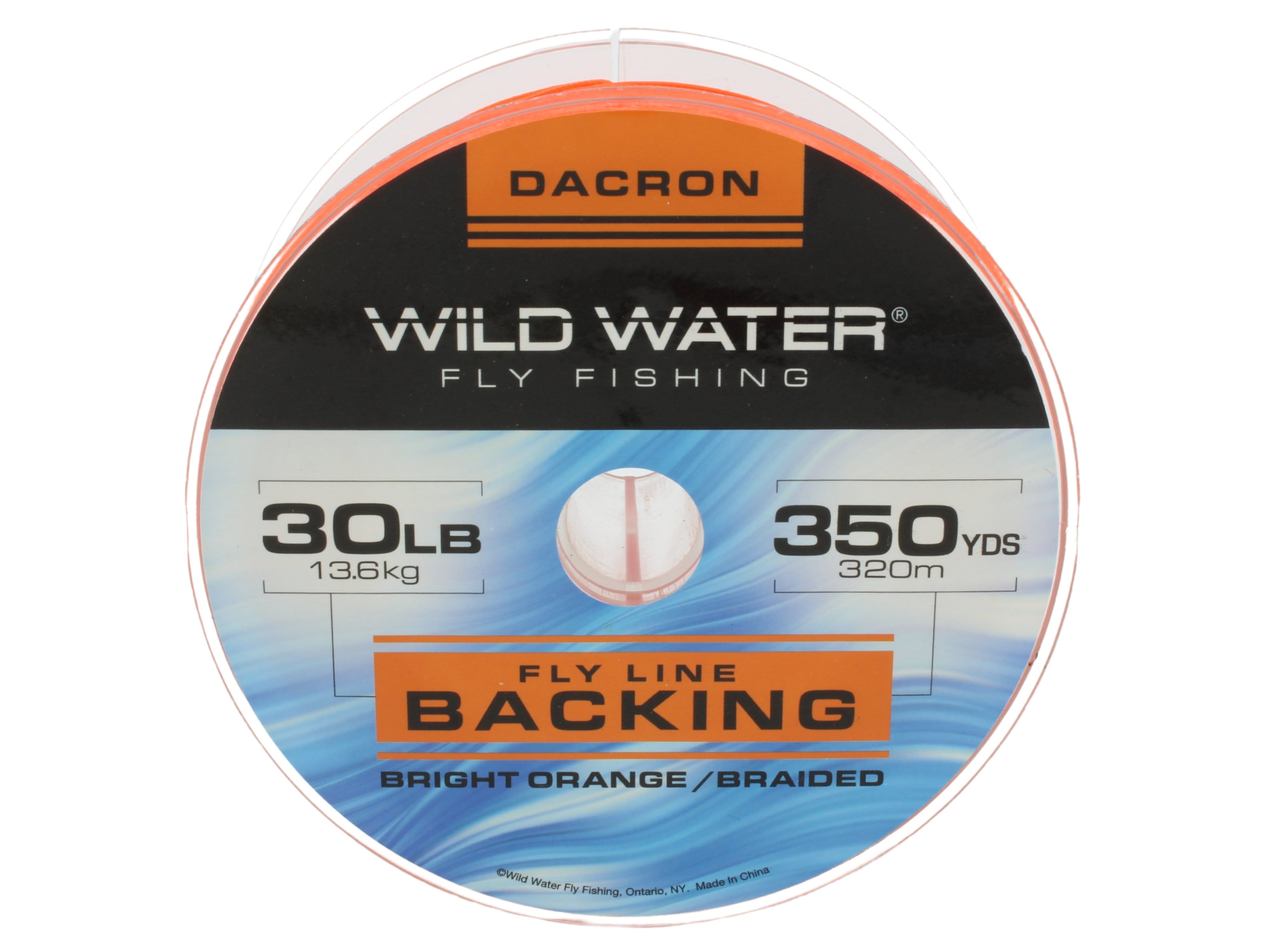 Wild Water Fly Fishing Braided Dacron Backing Spool, 30# 350 yards, Bright Orange