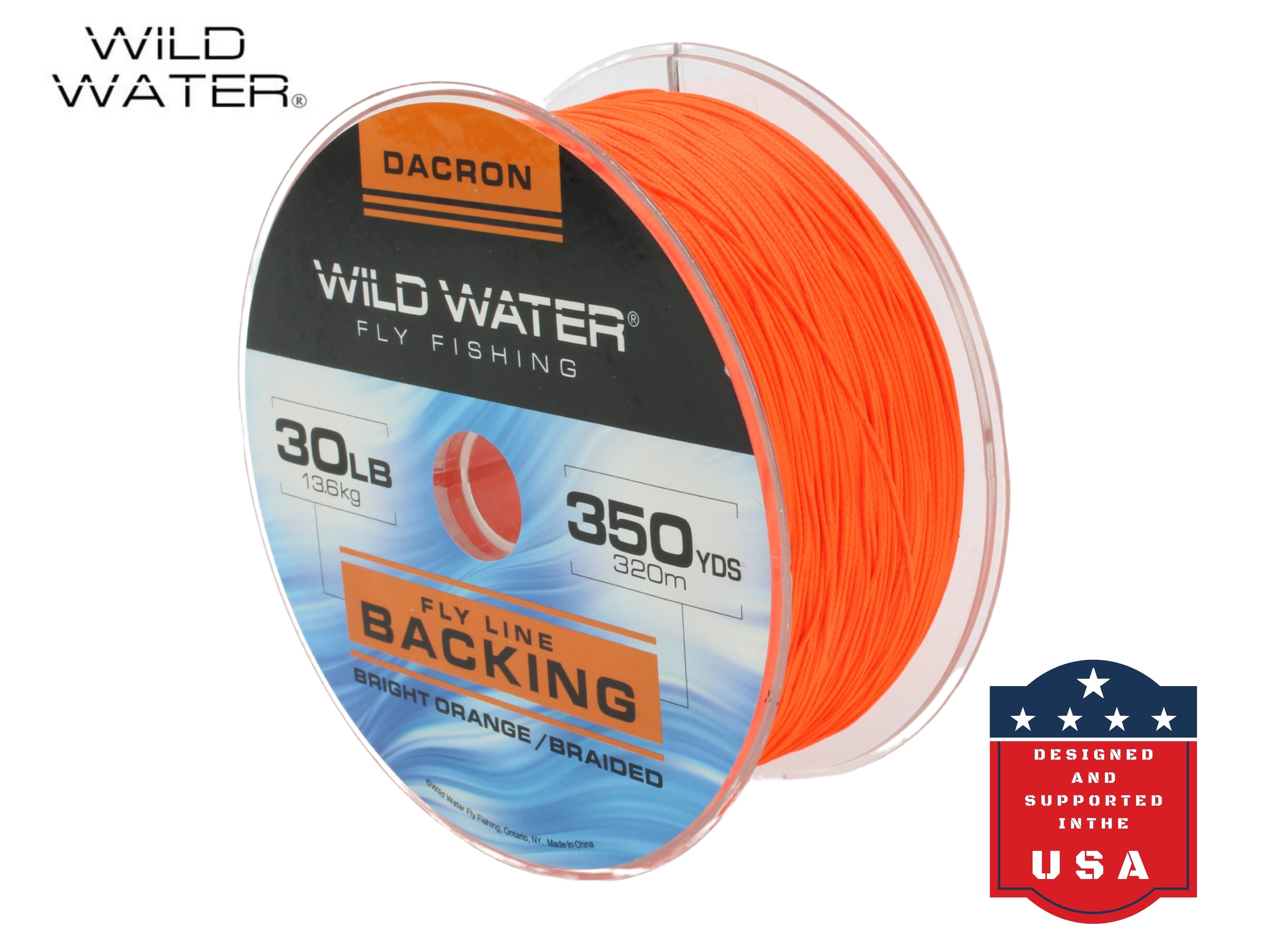 Wild Water Fly Fishing Braided Dacron Backing Spool, 30# 350 yards, Bright Orange