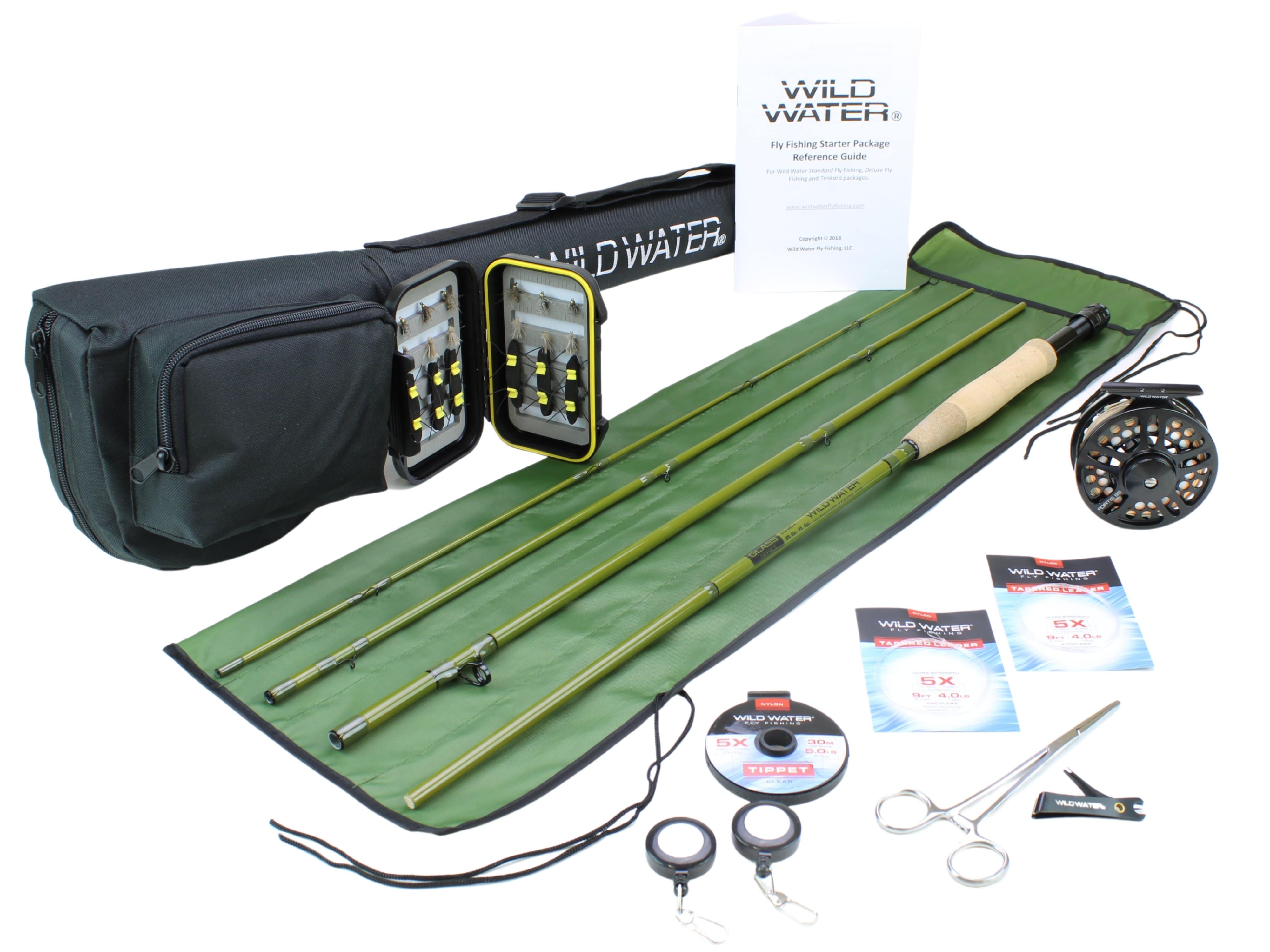 Wild Water Fly Fishing Combo with Fiberglass Rod 8 ft 6 in, 4-Piece, 5 wt