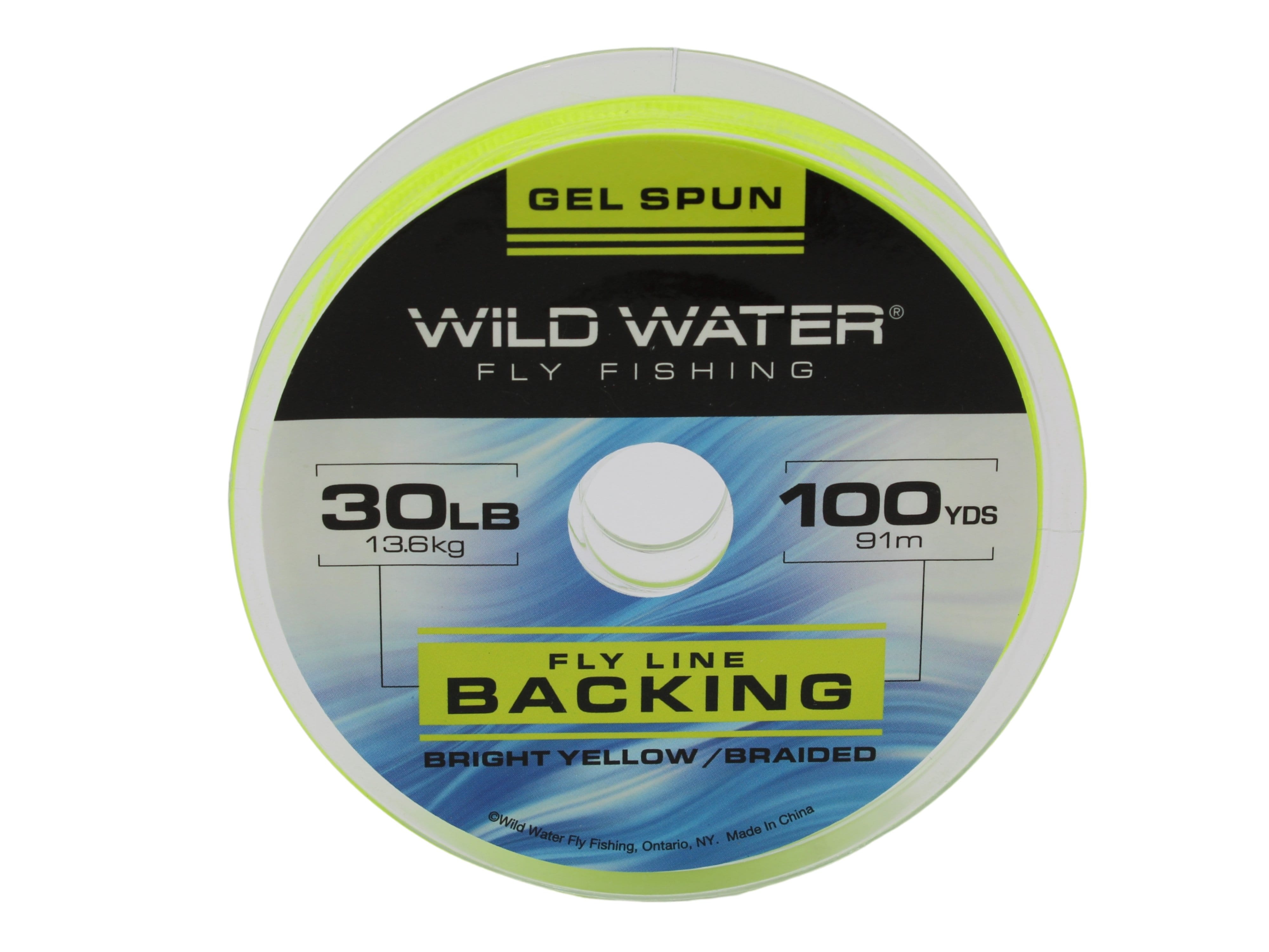 Wild Water Fly Fishing Braided Gel Spun Backing Spool, 30# 100 yards, Bright Yellow