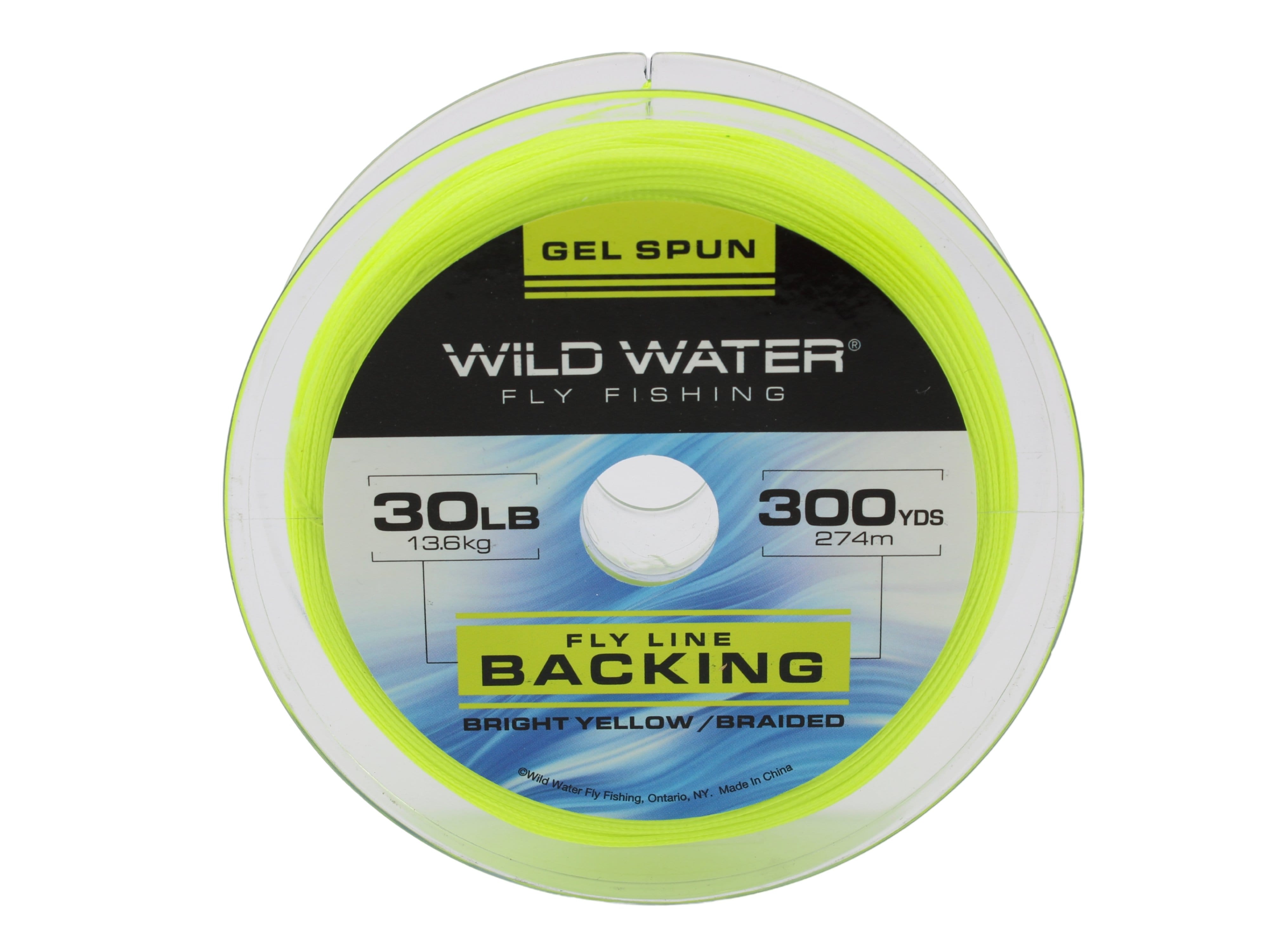 Wild Water Fly Fishing Braided Gel Spun Backing Spool, 30# 300 yards, Bright Yellow