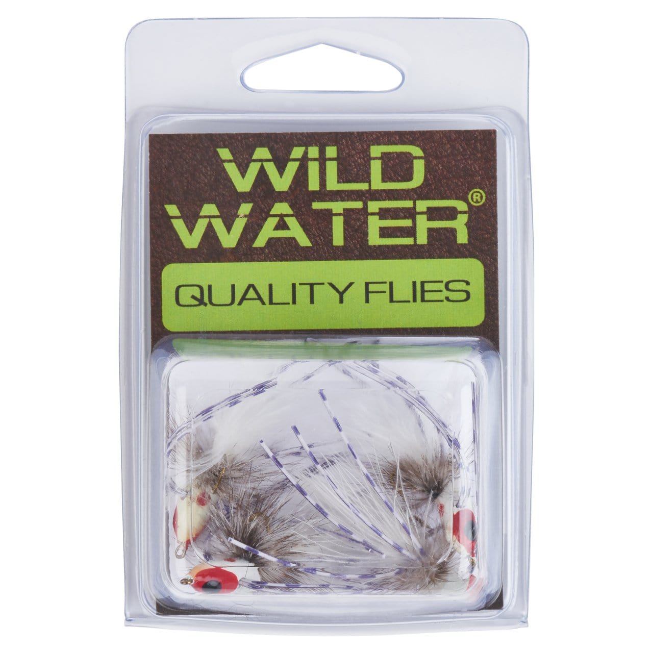 Wild Water Fly Fishing White Glow In The Dark Spider Leg Pointed Nose Slider Popper, Size 8, Qty. 4