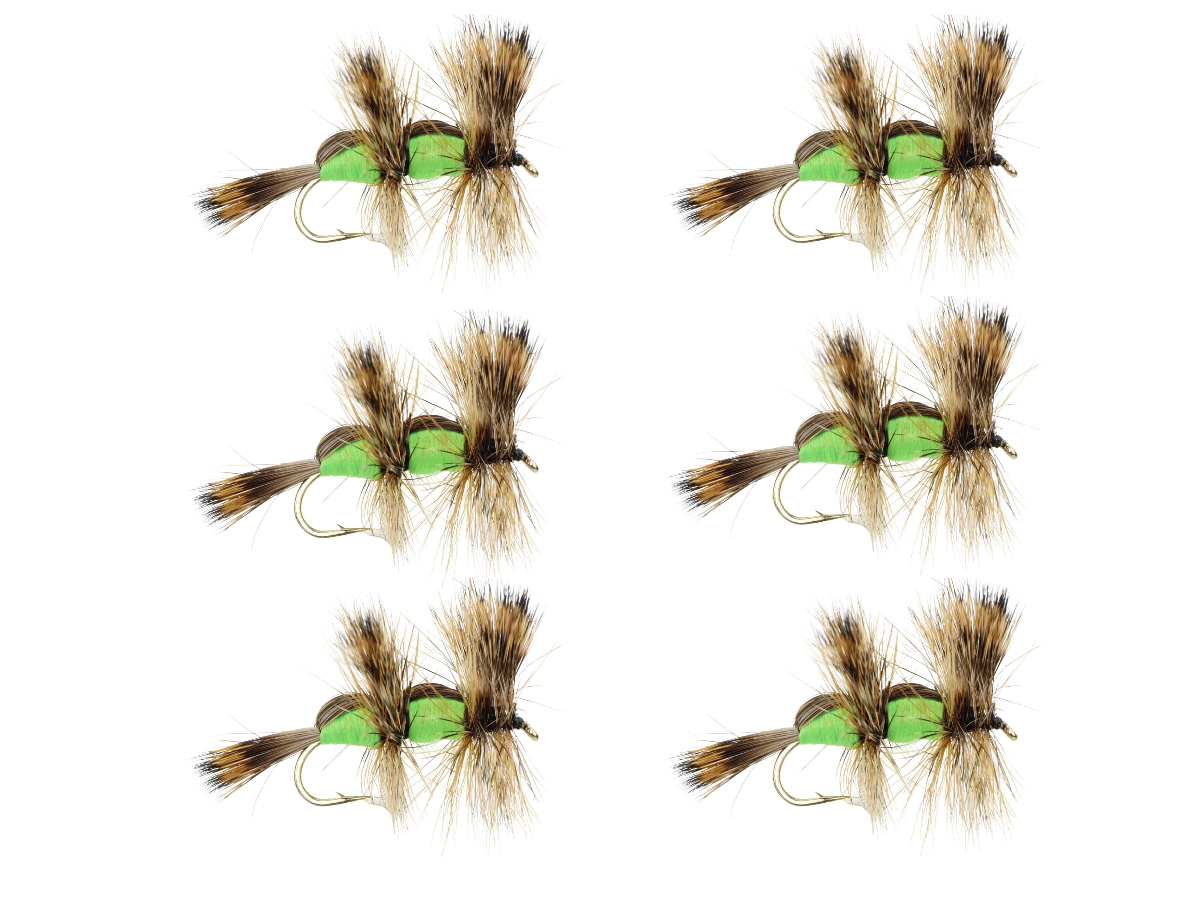 Wild Water Fly Fishing Green Double Humpy, Size 10, Qty. 6