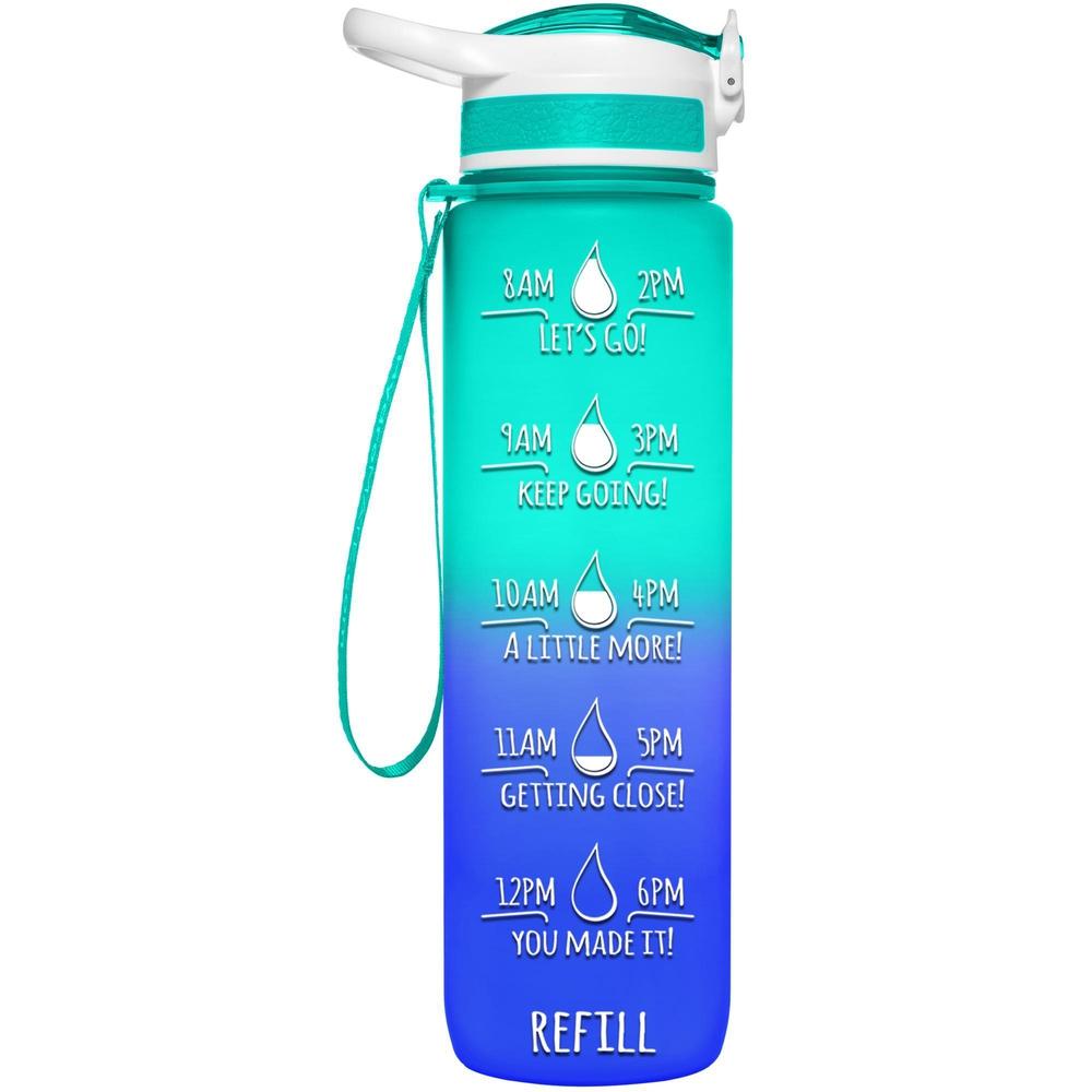 32 oz Straw Water Bottle with Times Aqua Blue
