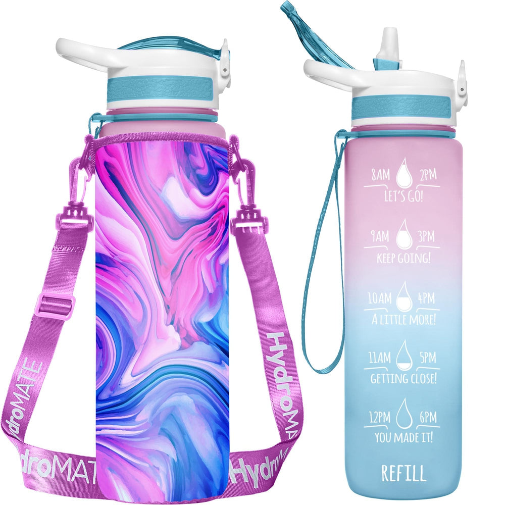 32 oz Water Bottle Bundle With Insulated Sleeve Cotton Candy
