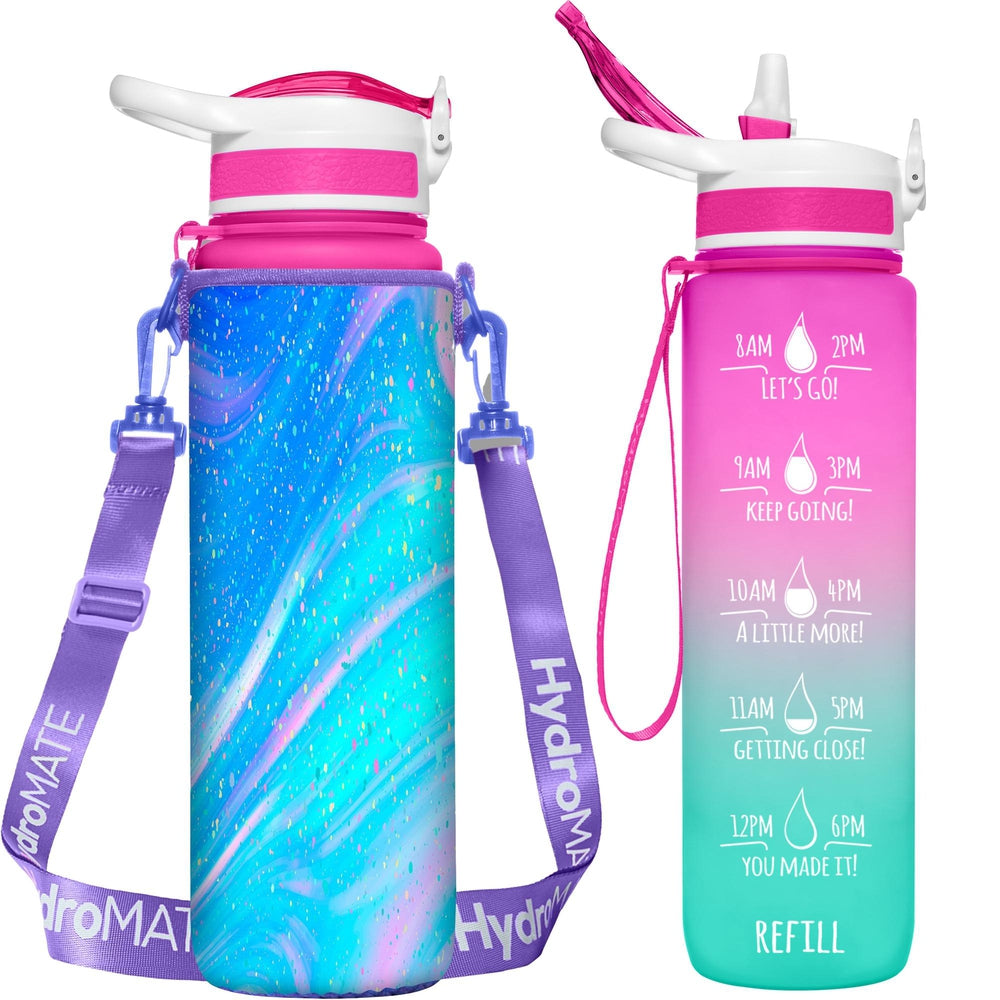 32 oz Water Bottle Bundle With Insulated Sleeve (Pink Mint Unicorn)