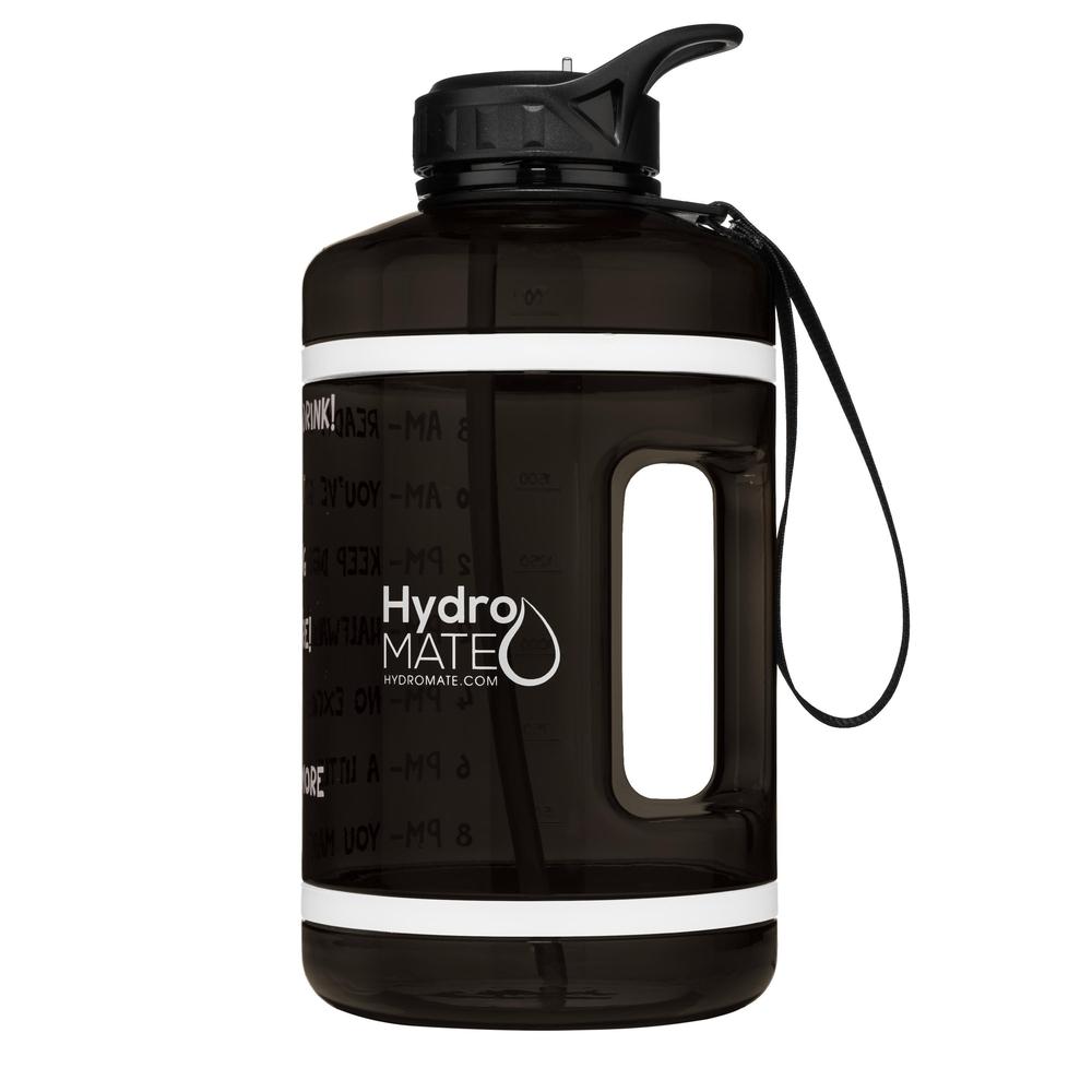 64 oz Water Bottle with Straw Black