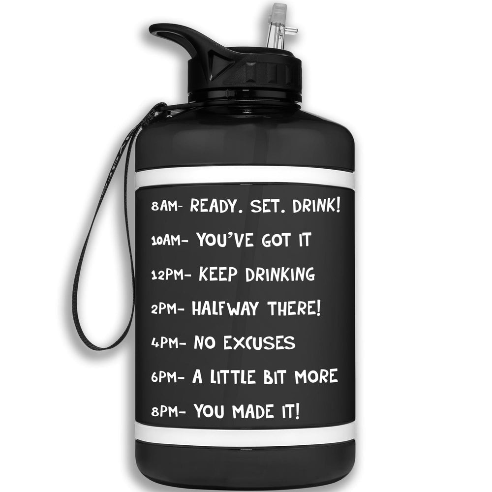 64 oz Water Bottle with Straw Black