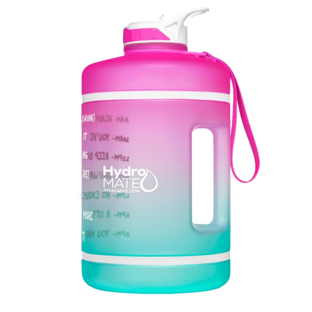 Gallon Straw Water Bottle with Times Pink Aqua