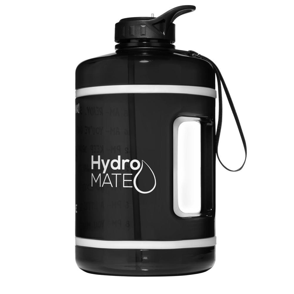 Gallon Water Bottle with Straw Black