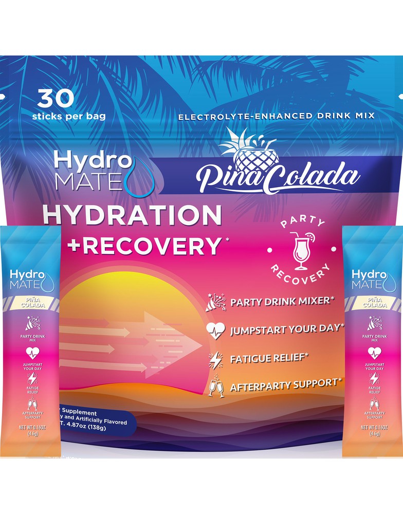 HydroMATE Pina Colada Hydration Powder Electrolyte Drink Mix 30 Pack