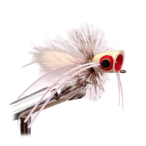 Wild Water Fly Fishing White Concave Face Mini Panfish Popper, Size 6, Qty. 4