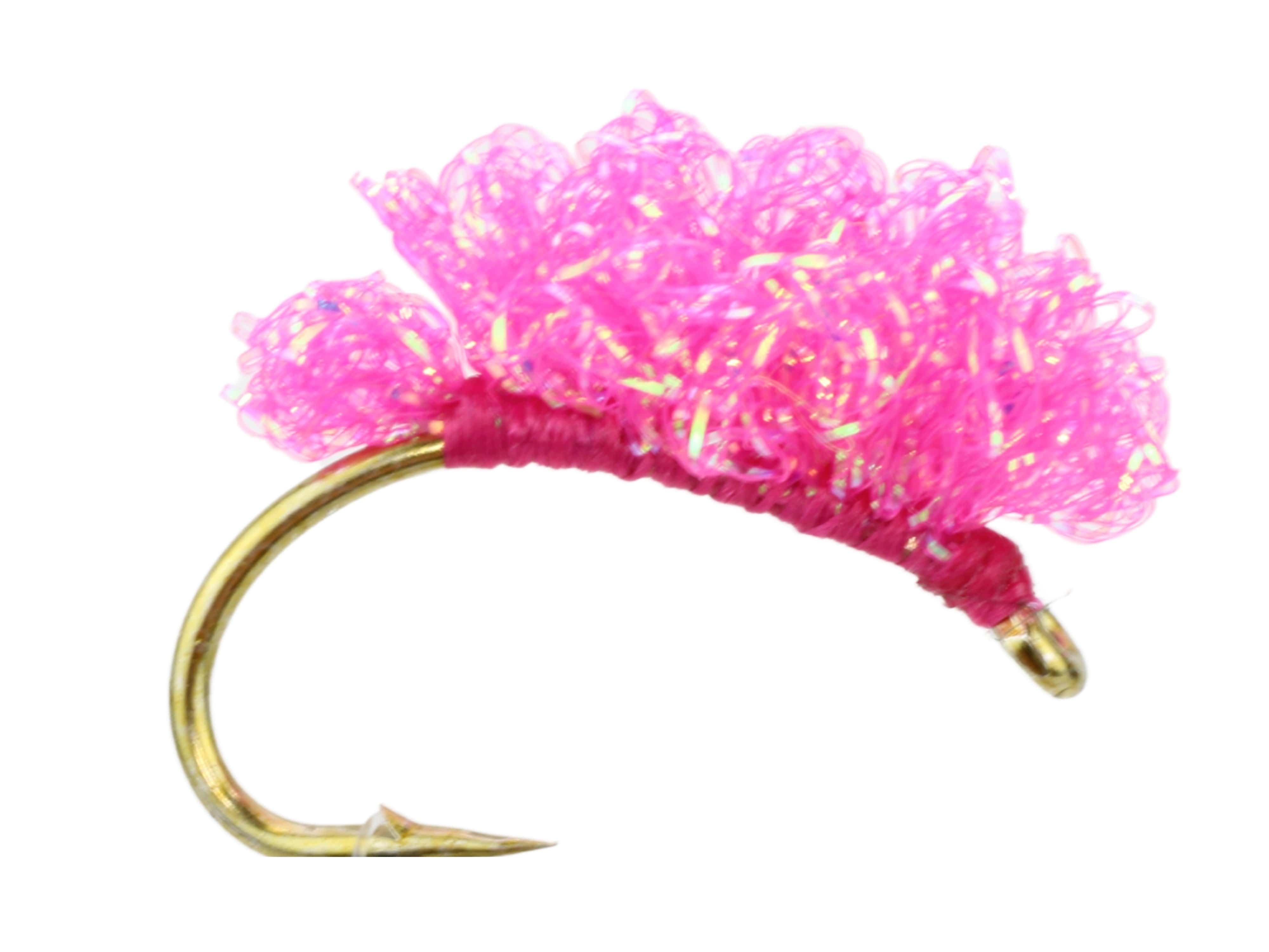 Wild Water Fly Fishing Steelhead Sucker Spawn, Metallic Pink, Size 6, Qty. 4