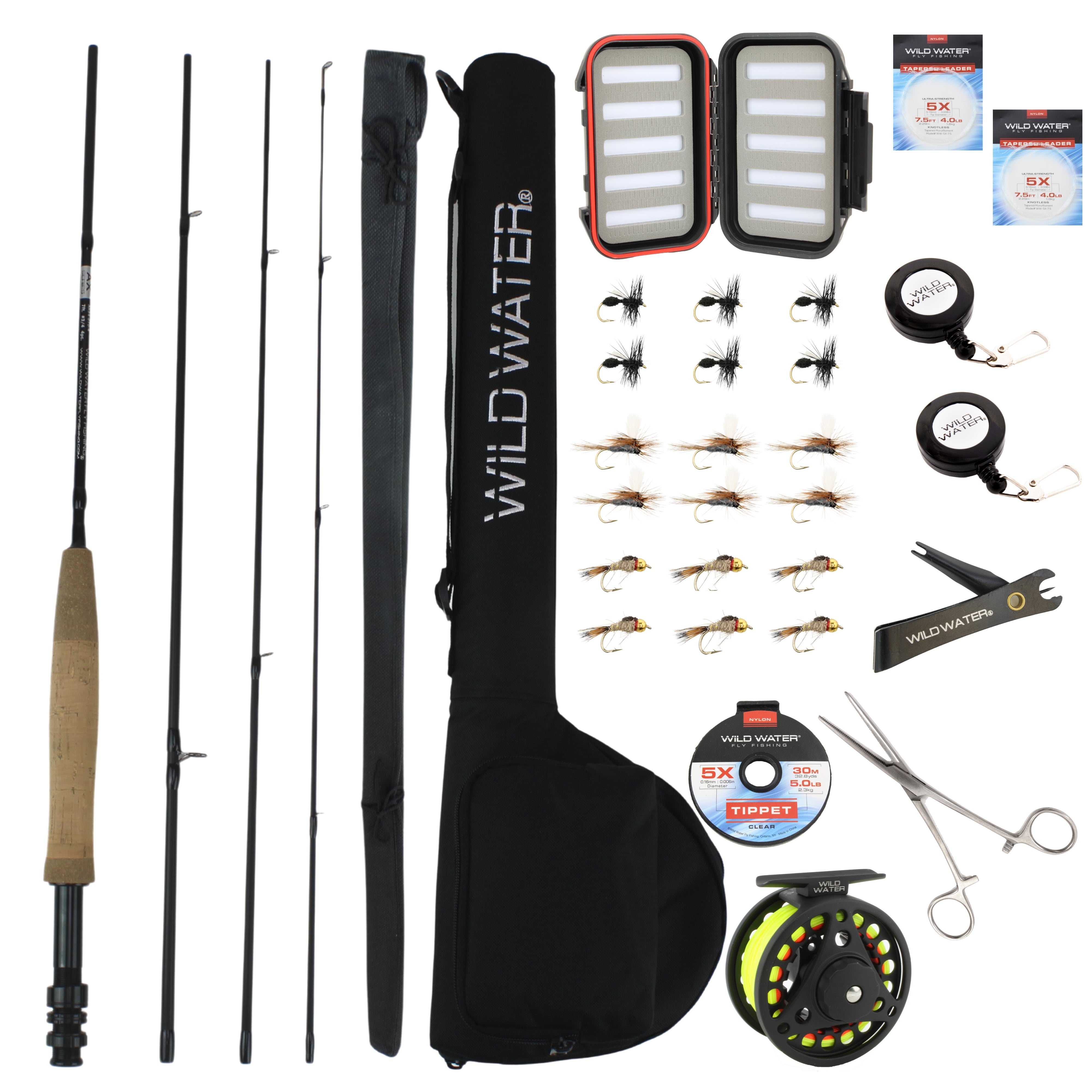 Wild Water Deluxe Fly Fishing Combo, 7 ft 3/4 wt Rod