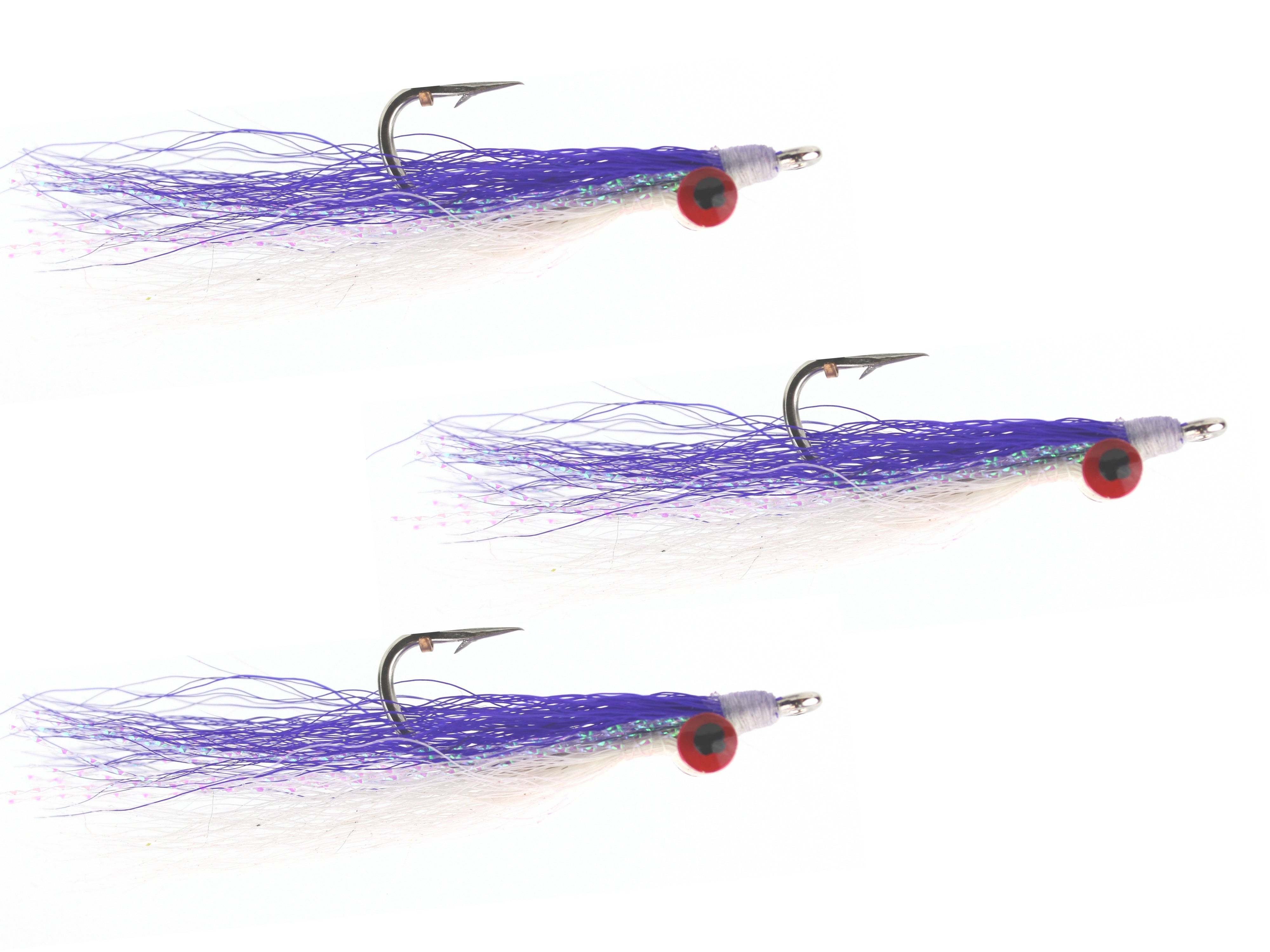 Wild Water Fly Fishing Purple and White Heavy Clouser Deep Diving Minnow, Size 1/0, Qty. 3