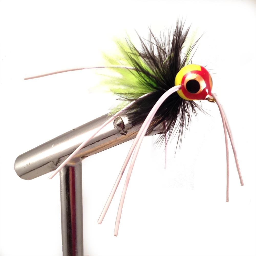 Wild Water Fly Fishing Chartreuse and Black Spherical Body Popper, Size 8, Qty. 4