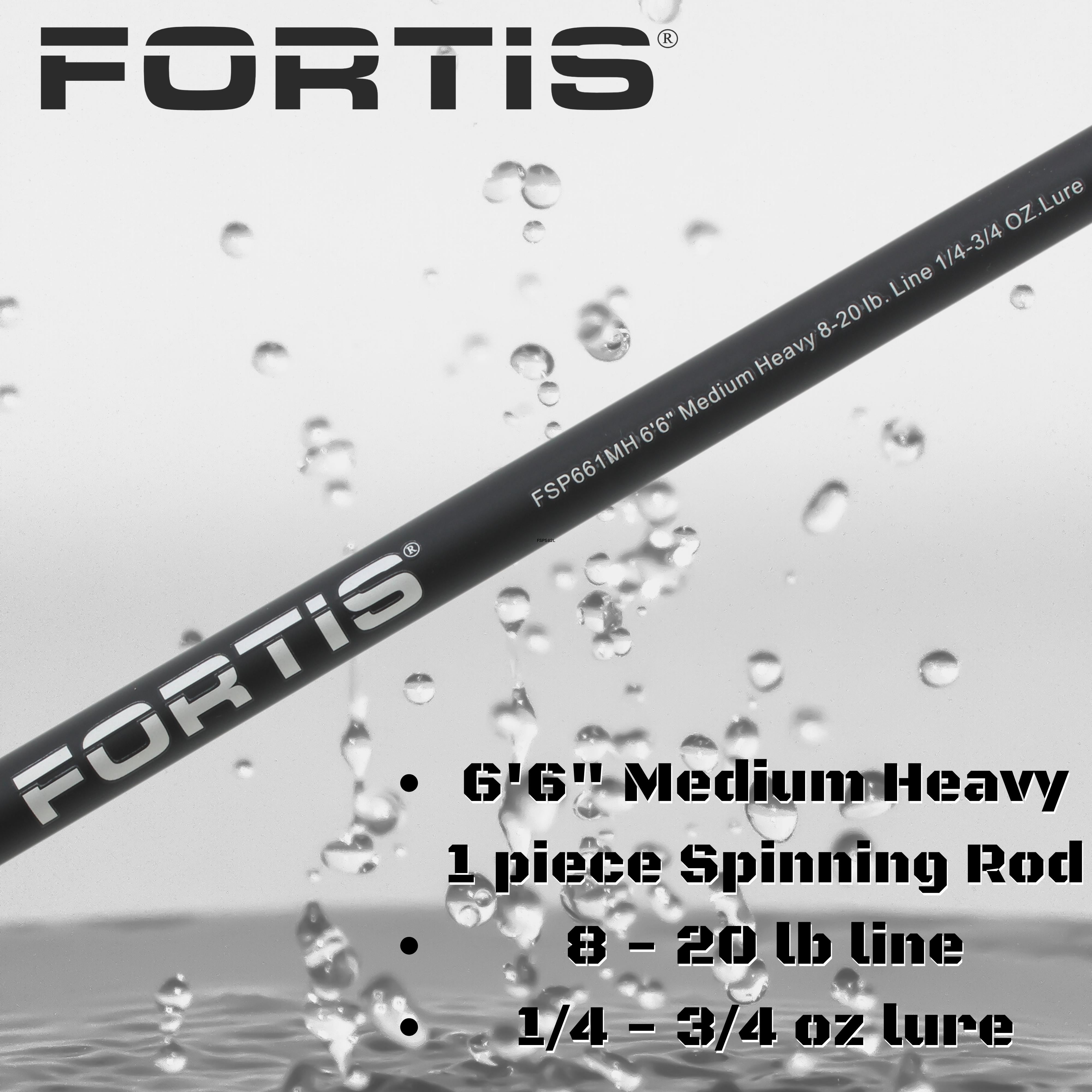 FORTIS 6' 6" Medium Heavy Action 1 Piece Spinning Rod