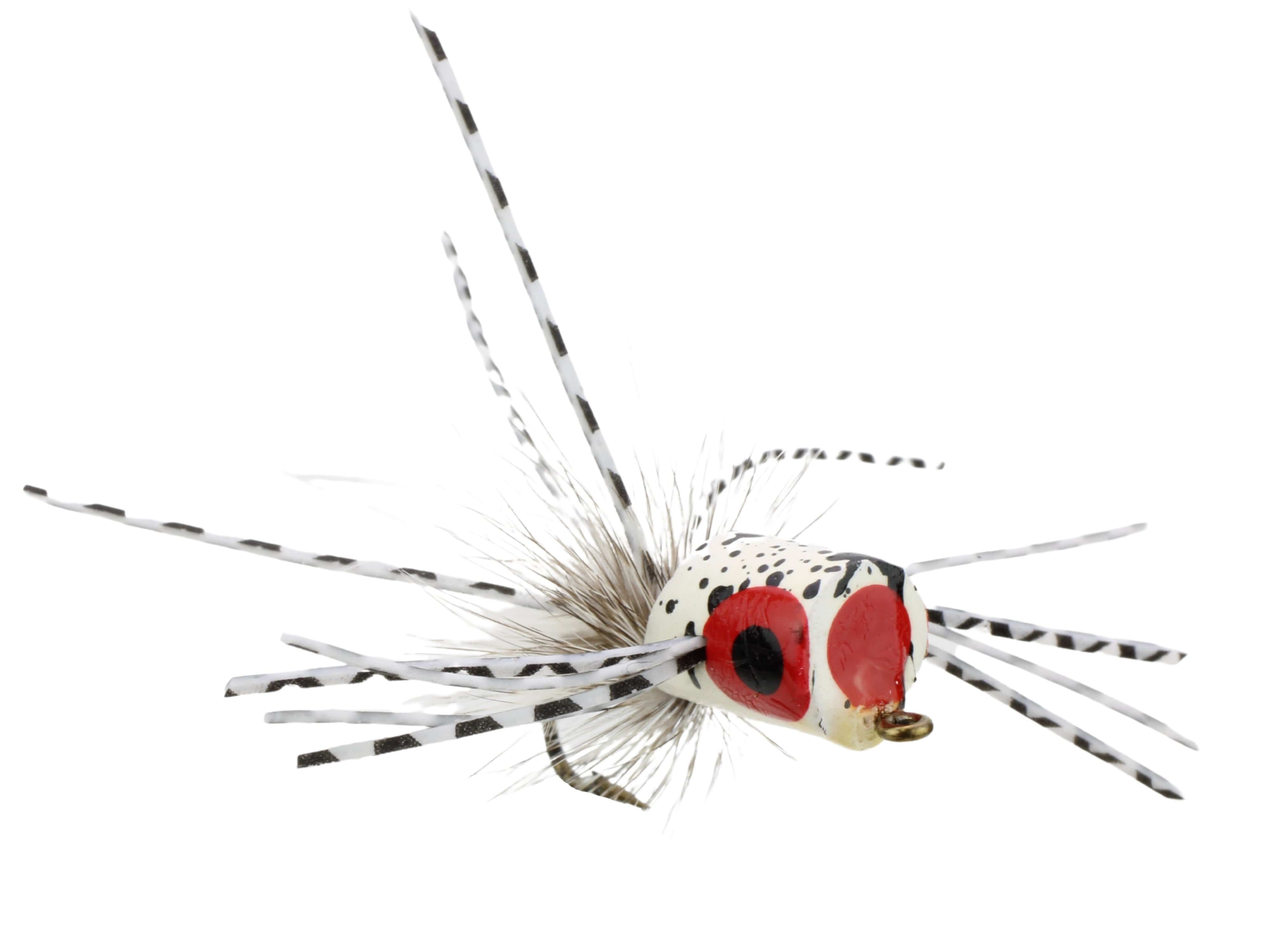 Wild Water Fly Fishing Glow In The Dark White Spider Legs Flat Face Mini Panfish Popper, Size 6, Qty. 4
