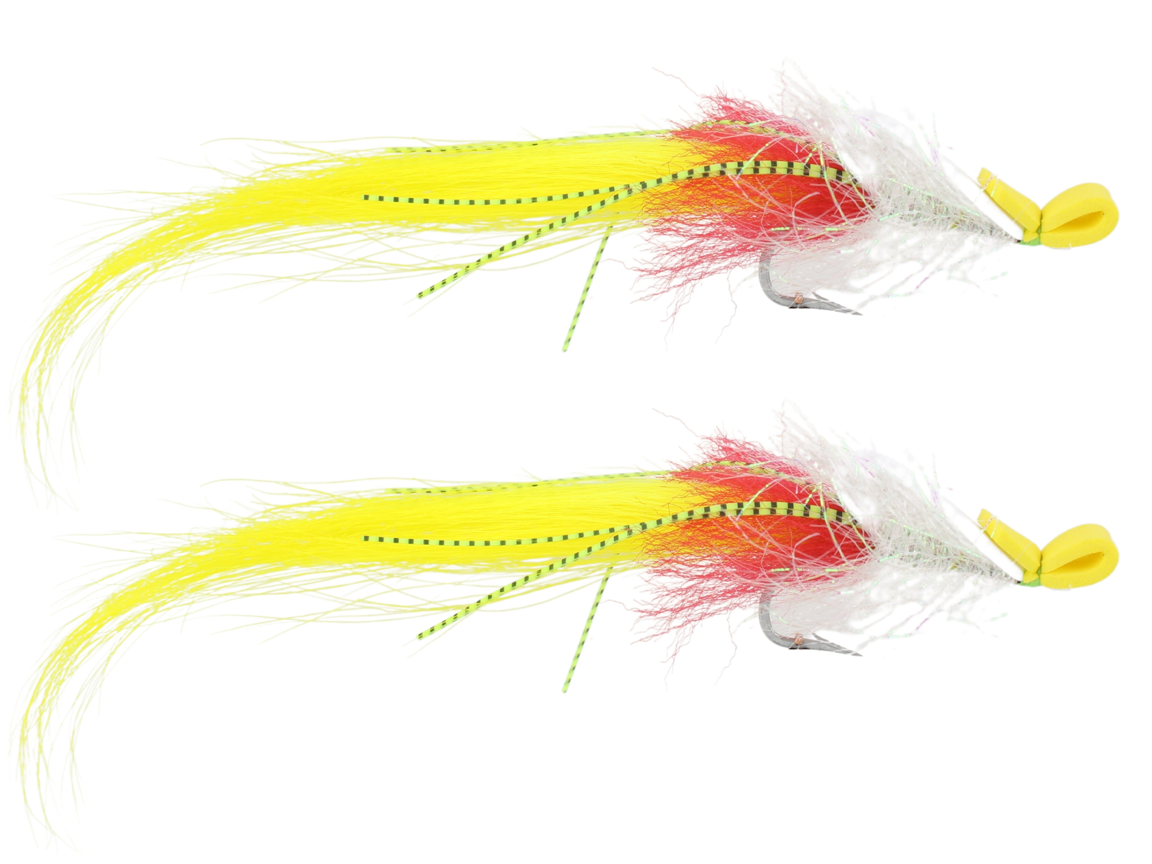 White and Yellow Saltwater EP Foam Fly, size 2/0, Qty. 2