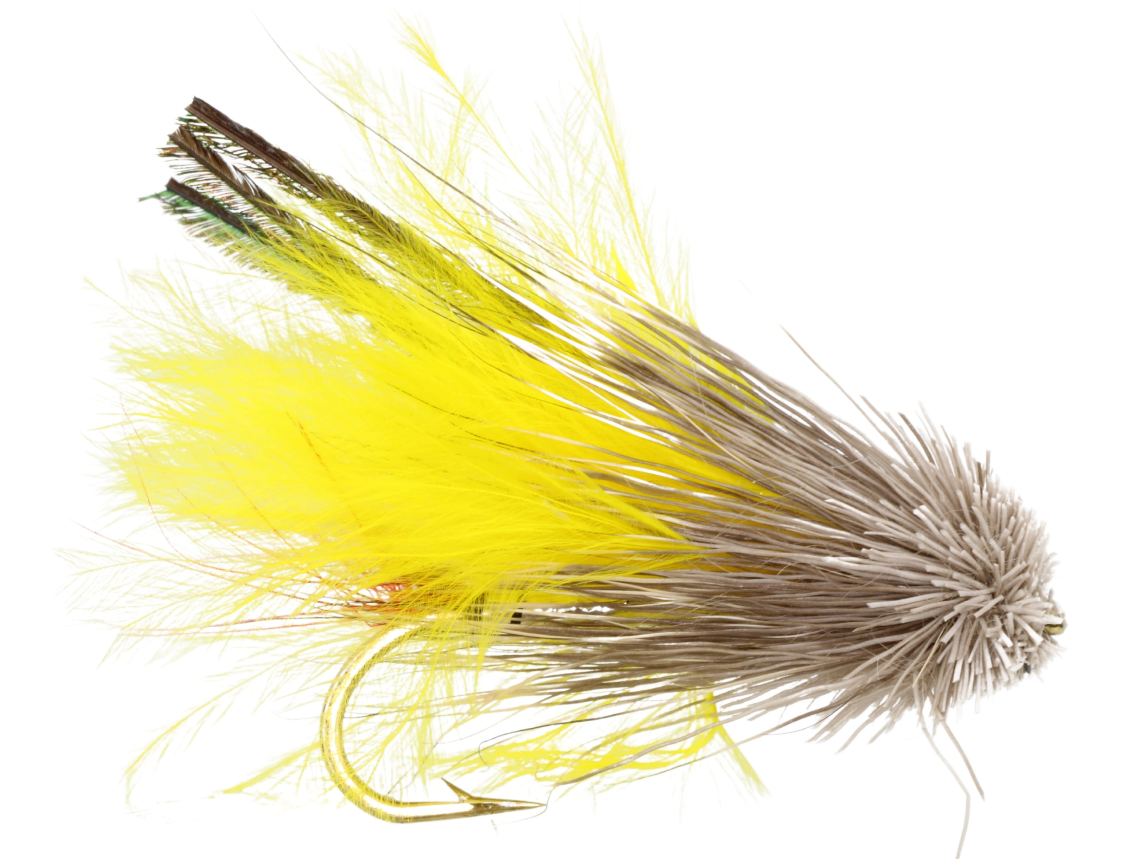 Wild Water Fly Fishing Yellow Marabou Muddler Minnow, Size 8, Qty. 6