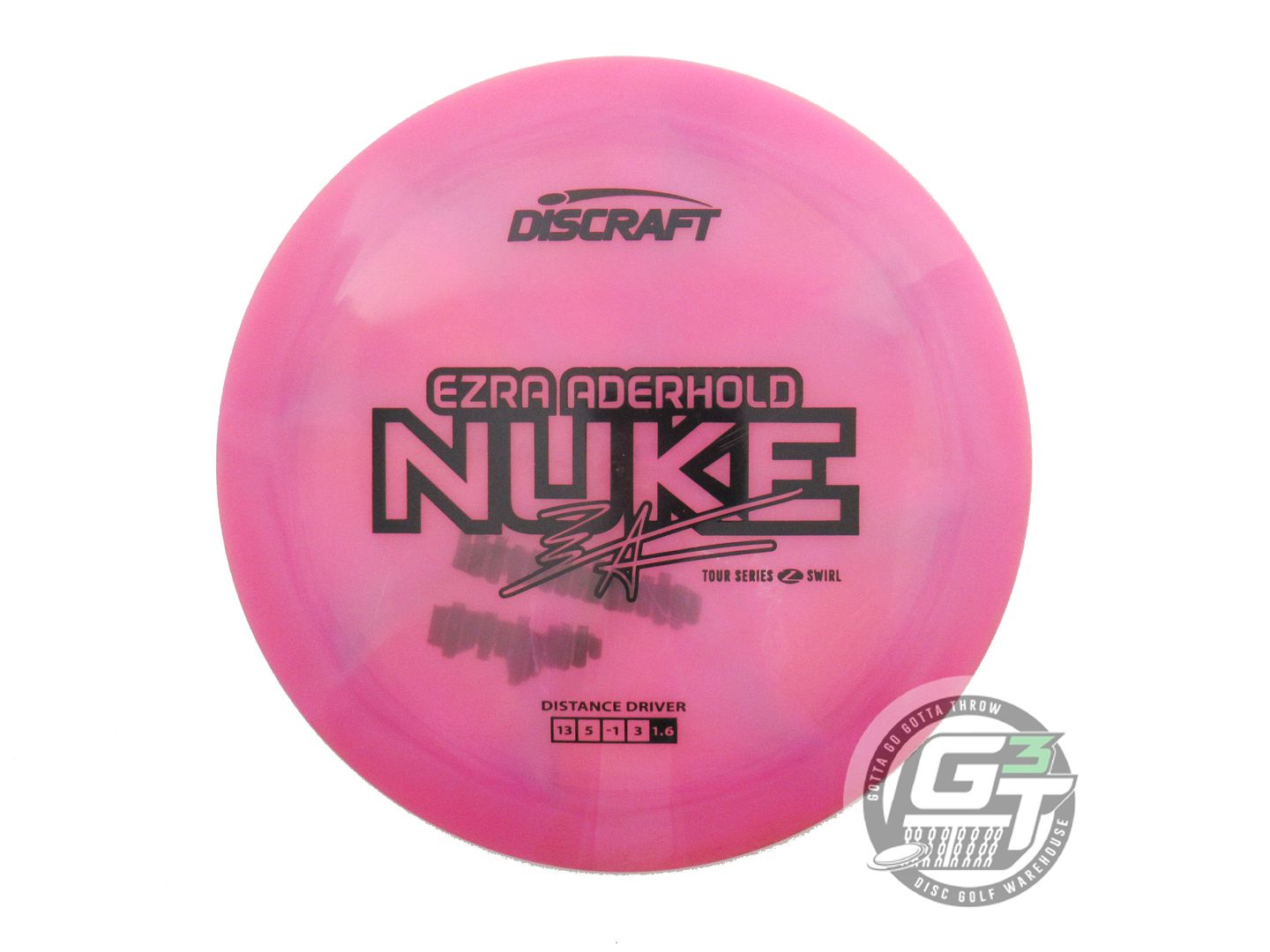 USED Discraft [ADERHOLD] Z Swirl Nuke 176g Pink Black Stamp Driver Golf Disc
