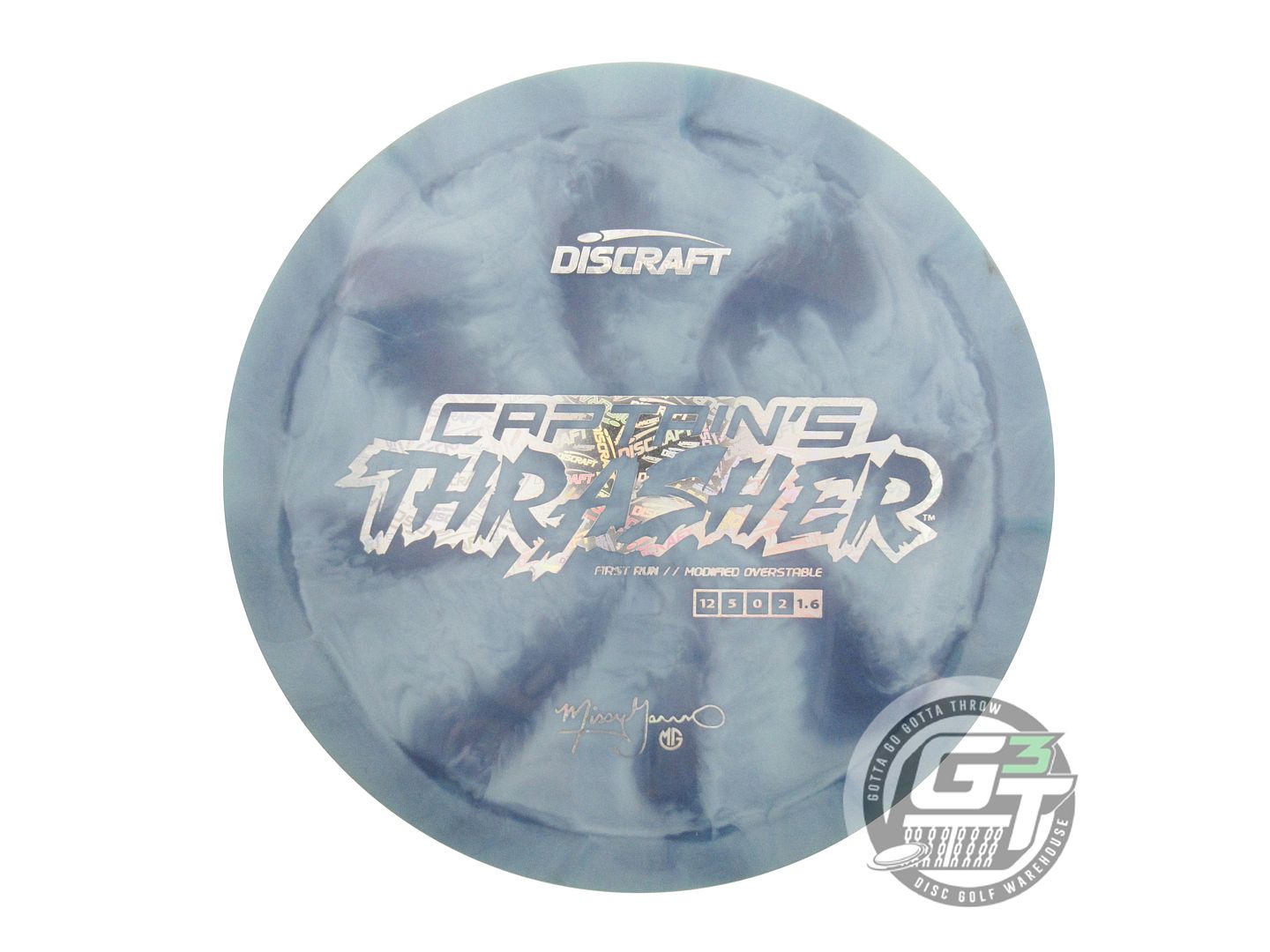 USED Discraft [GANNON] FIRST RUN ESP Captain's Thrasher 174g Blue-Gray Golf Disc