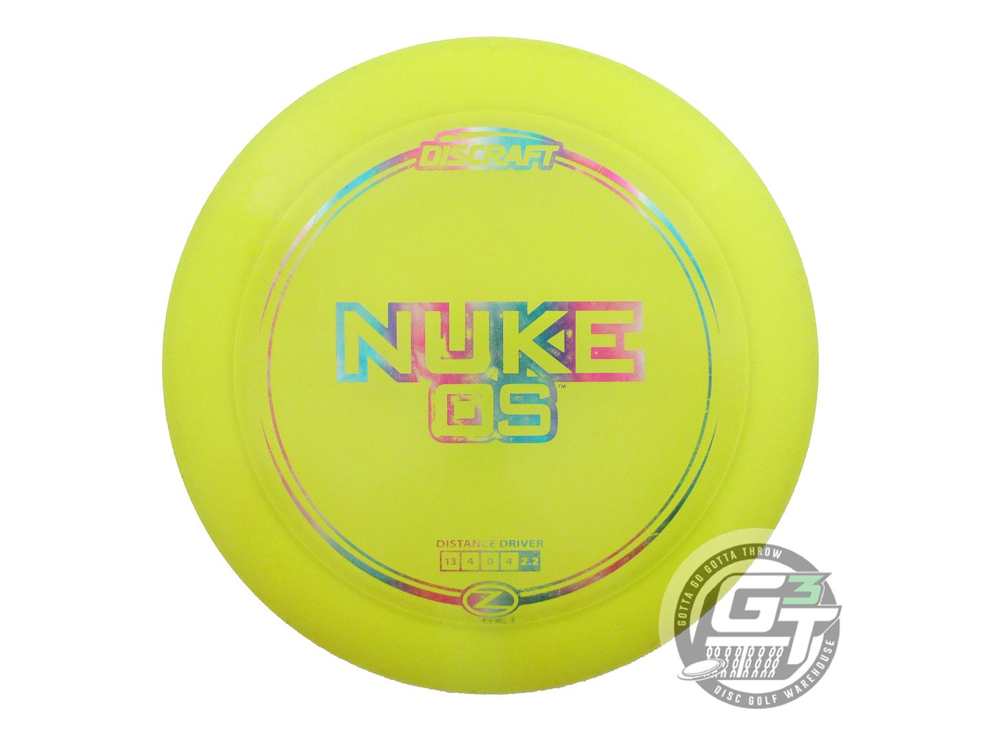 USED Discraft Z Nuke OS 174g Yellow Miami Foil Distance Driver Golf Disc