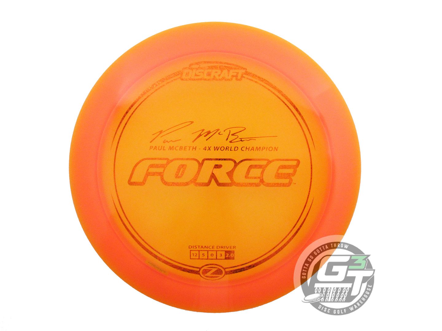 NOS Discraft [McBETH] Z Force 174g Orange Orange Foil Distance Driver Golf Disc