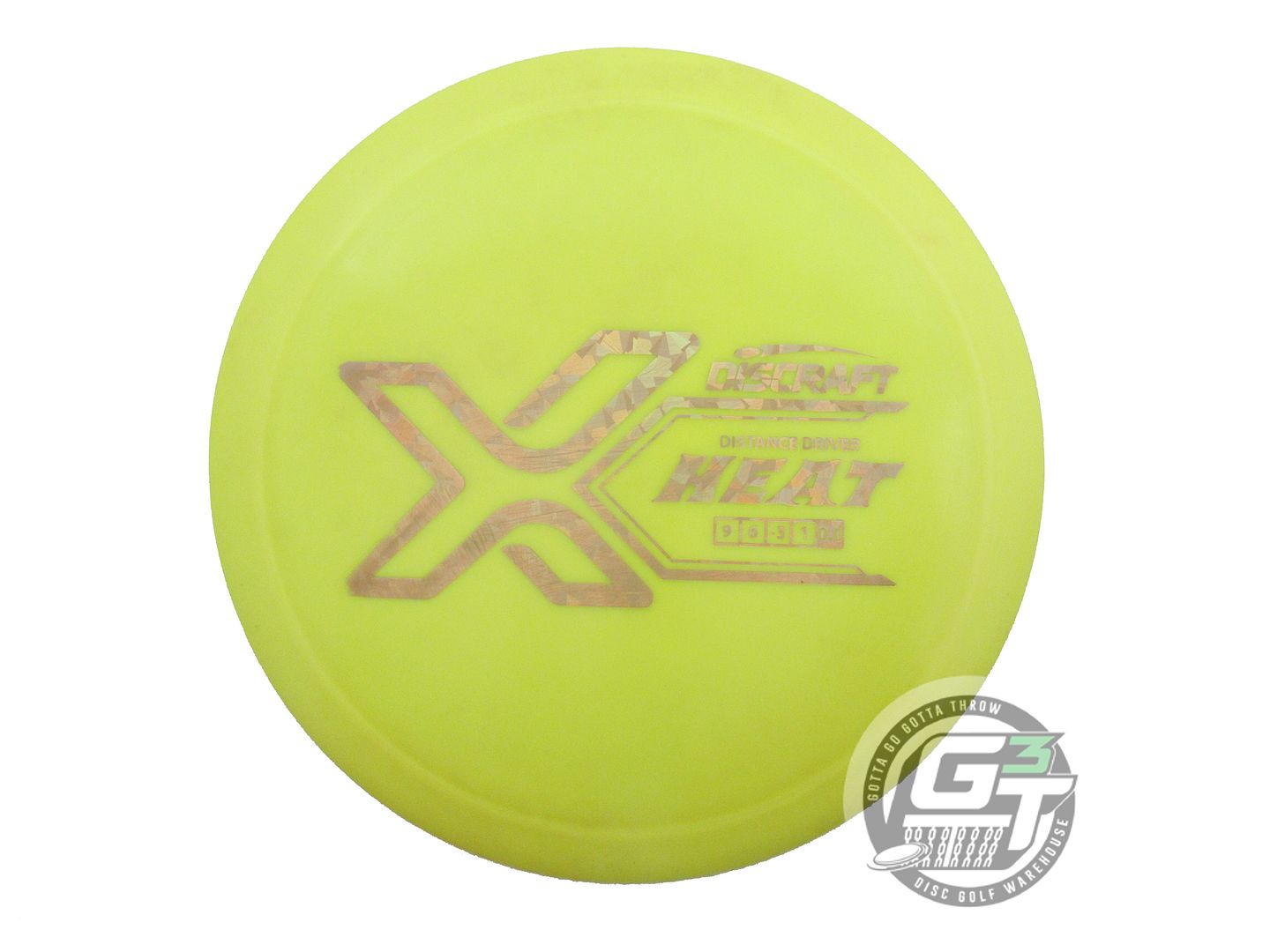 USED Discraft X Heat 169g Yellow Gold Shatter Foil Distance Driver Golf Disc