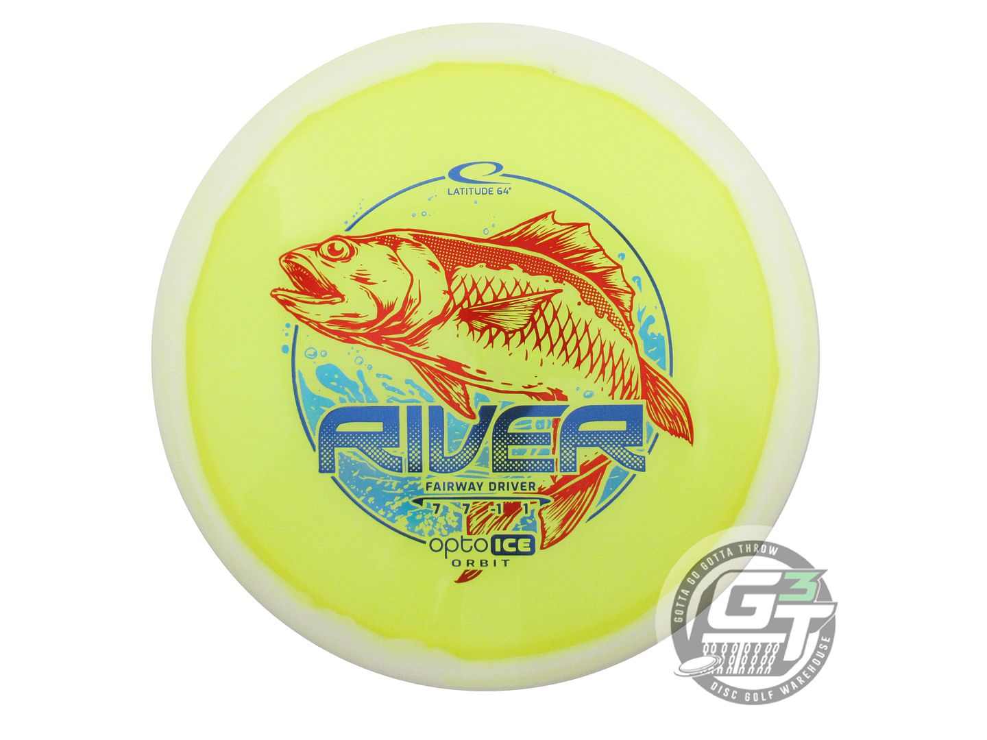 USED Latitude 64 FLYING FISH Opto Ice Orbit River 176g Yellow Driver Golf Disc