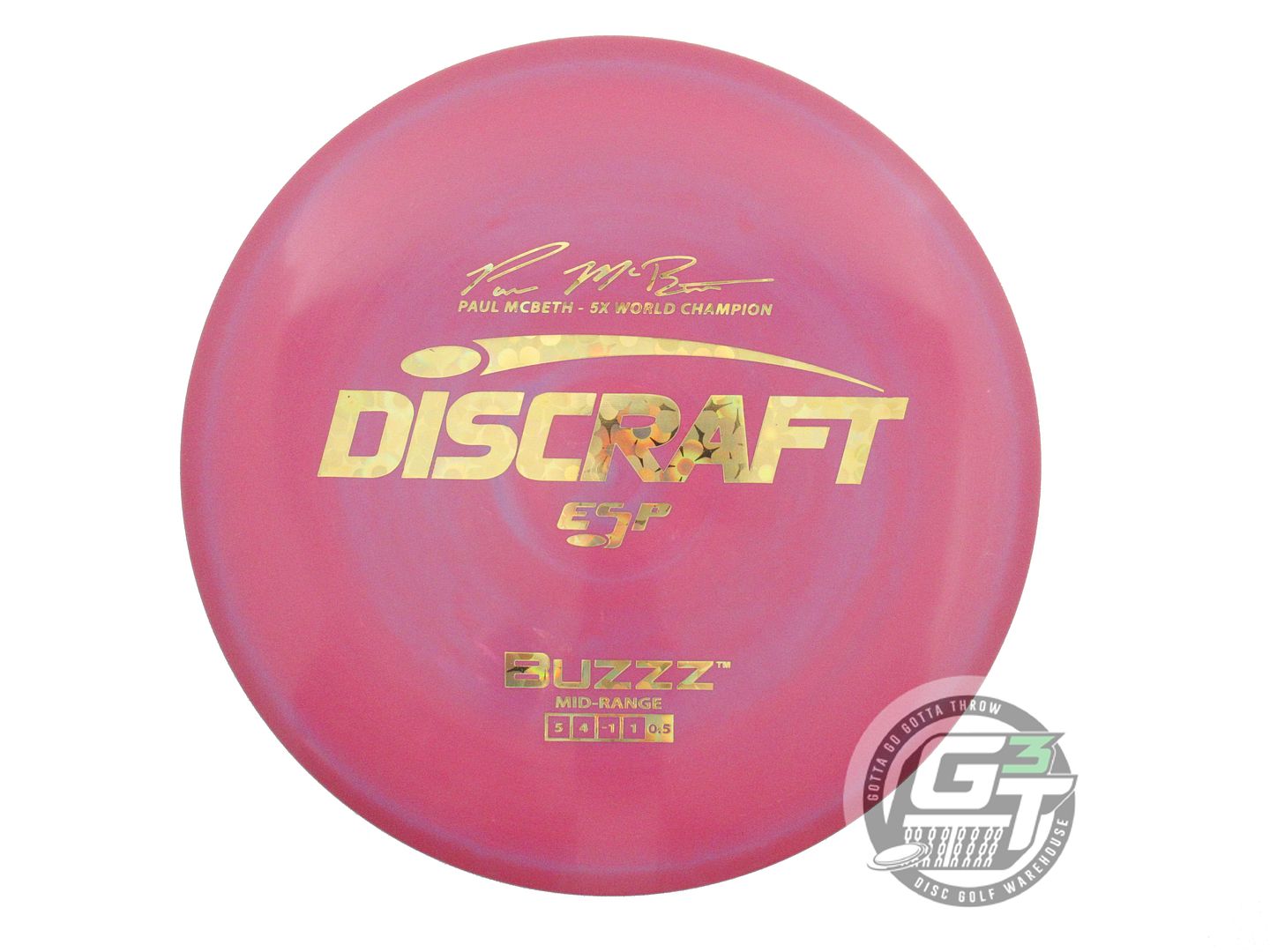 NOS Discraft [McBETH] ESP Buzzz 177g Magenta Gold Flower Foil Midrange Golf Disc