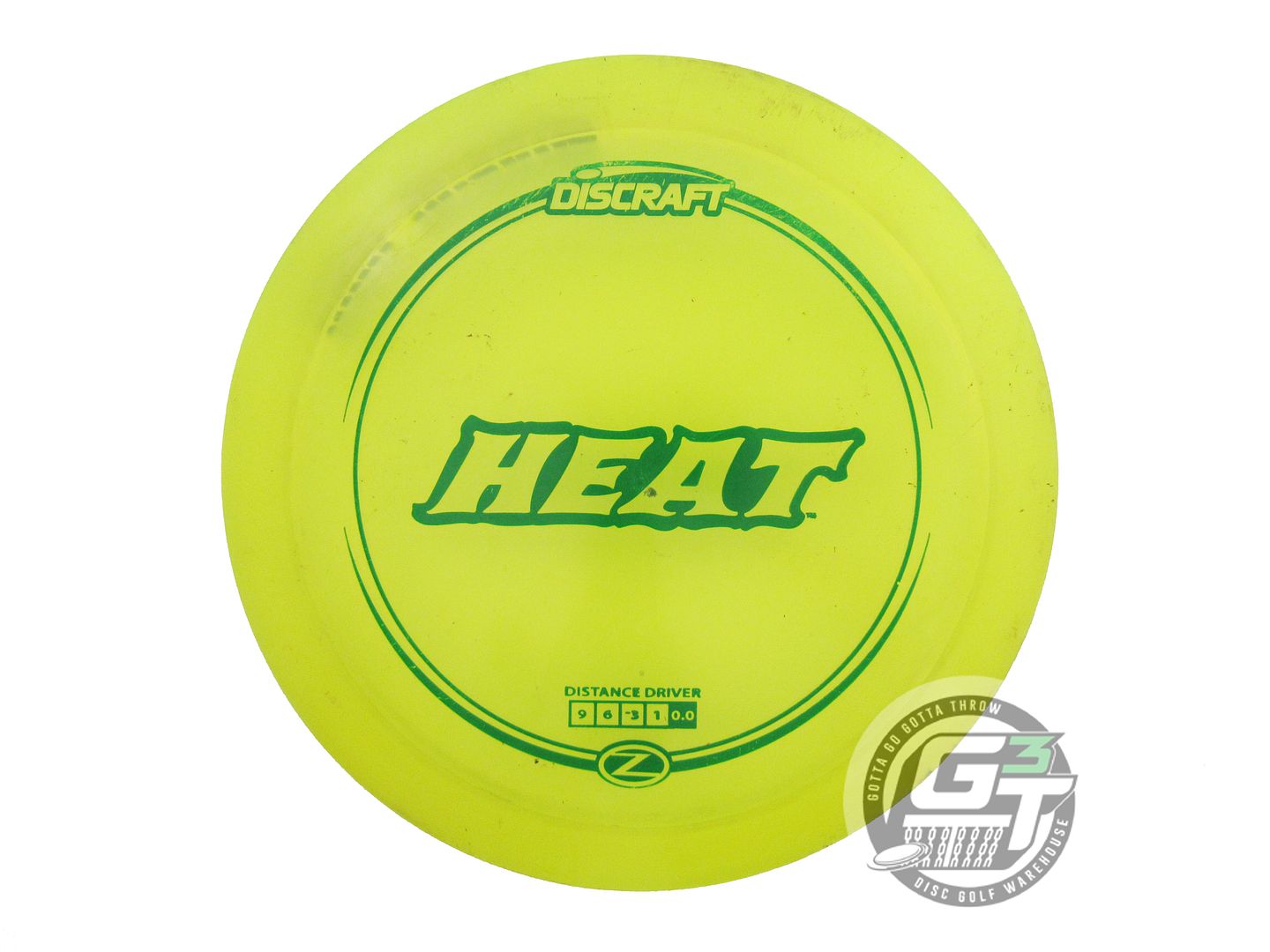 USED Discraft Z Heat 175g Yellow Green Stamp Distance Driver Golf Disc