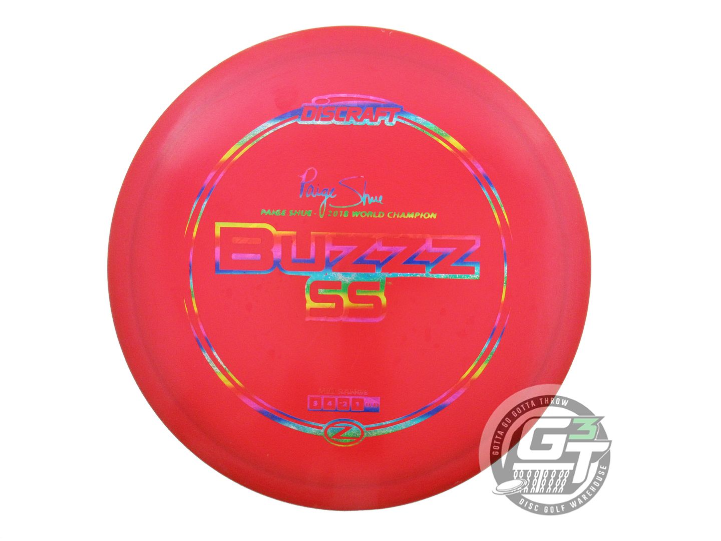 USED Discraft [SHUE] Z Buzzz SS 178g Red Rainbow Shatter Foil Midrange Golf Disc