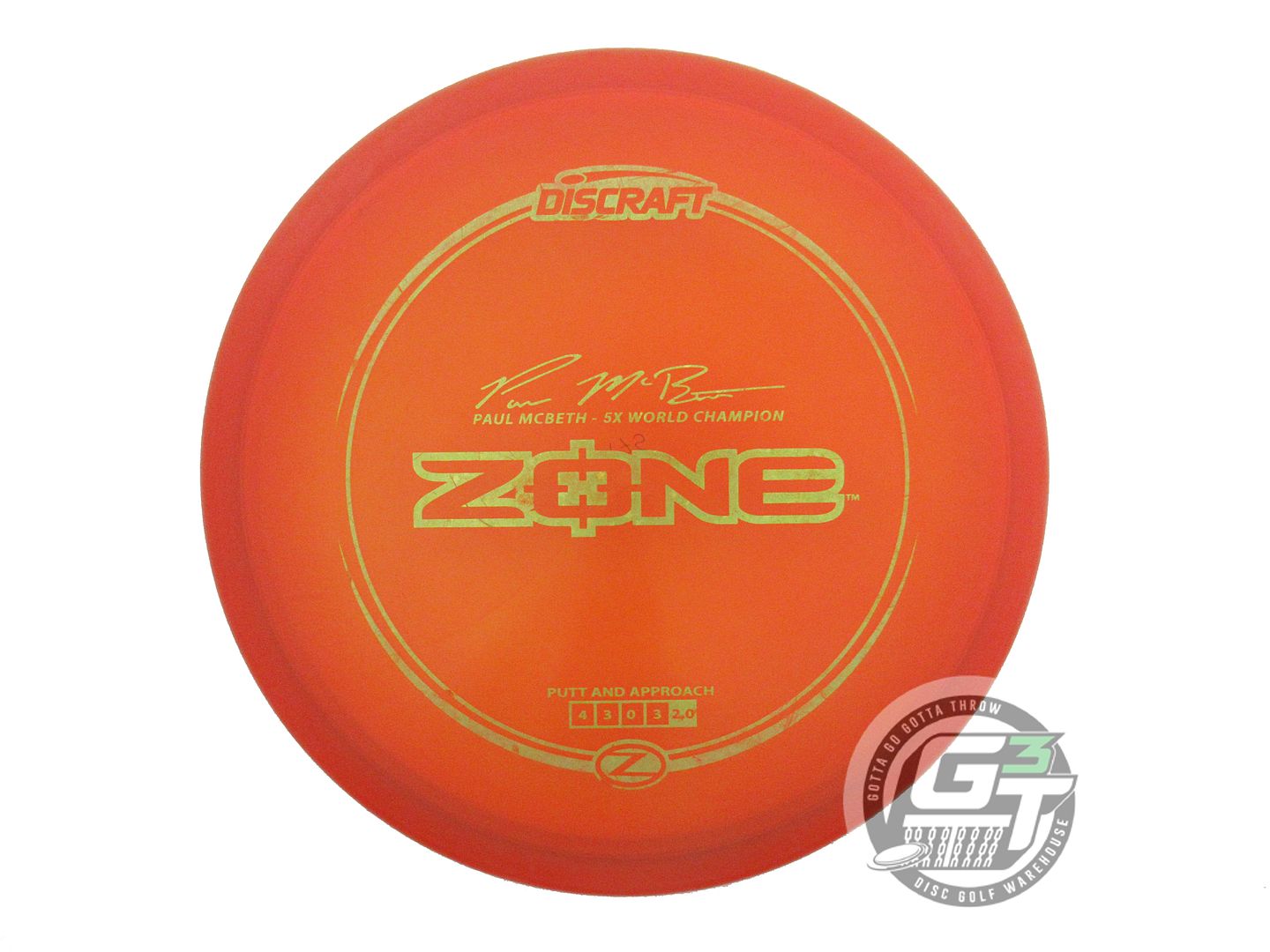 USED Discraft [McBETH] Z Zone 175g Orange Gold Star Foil Putter Golf Disc