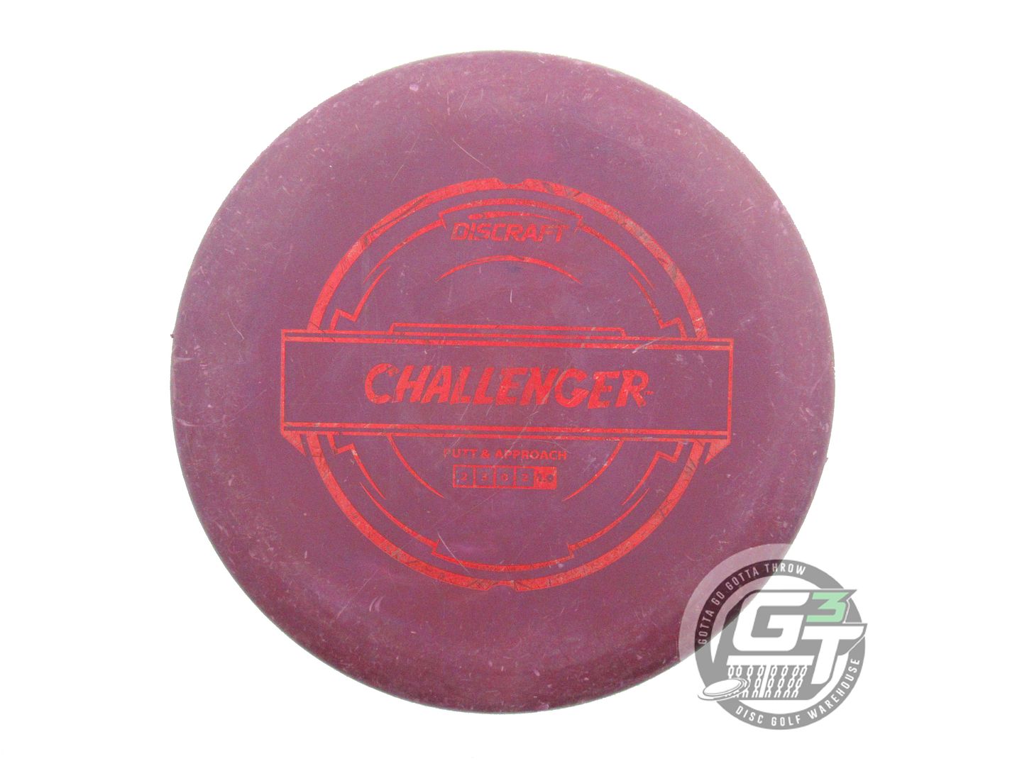 USED Discraft Putter Line Challenger 175g Purple Red Glitter Foil Putter Disc
