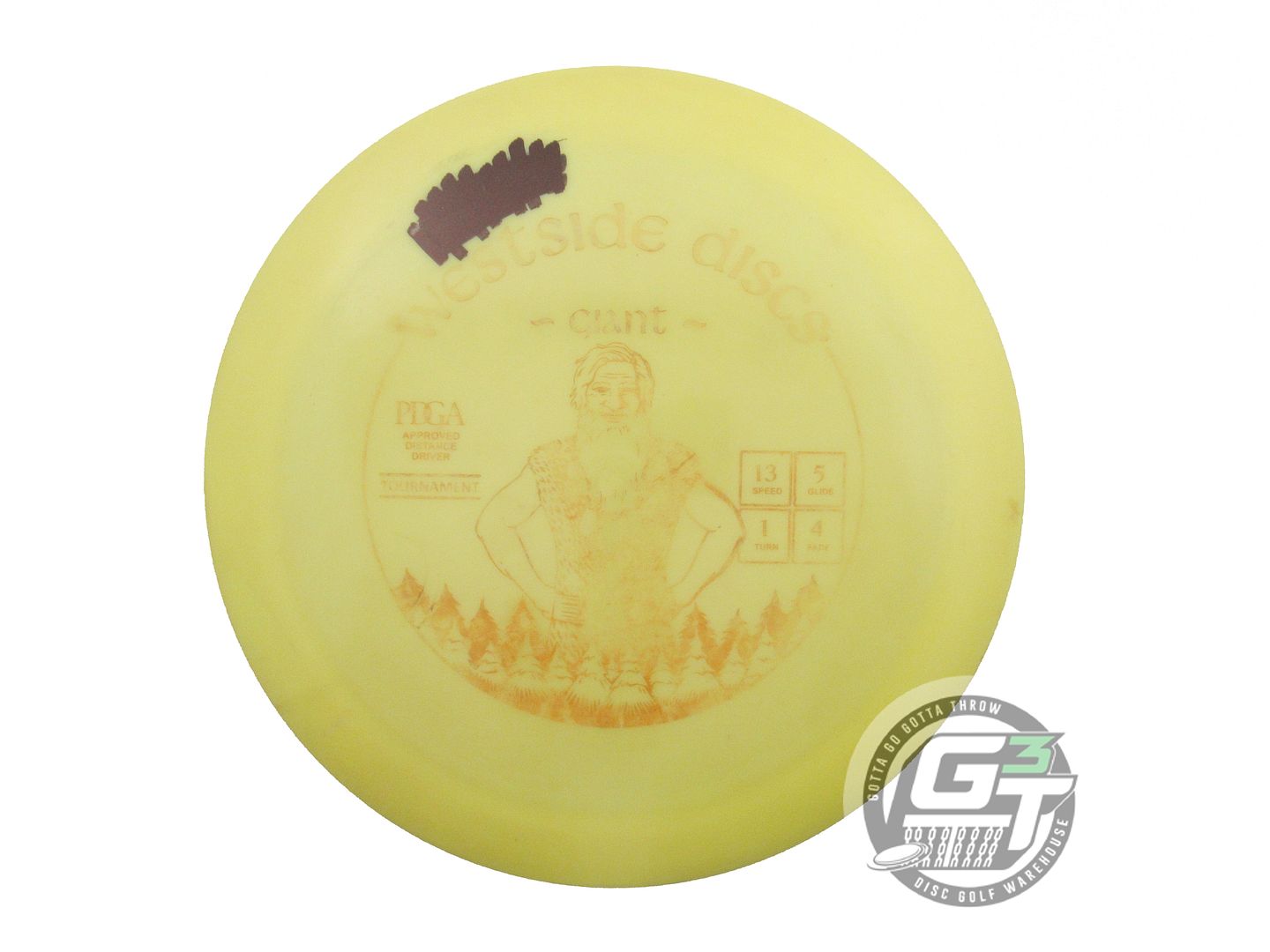 USED Westside Discs Tournament Giant 174g Yellow Wiped Stamp Driver Golf Disc