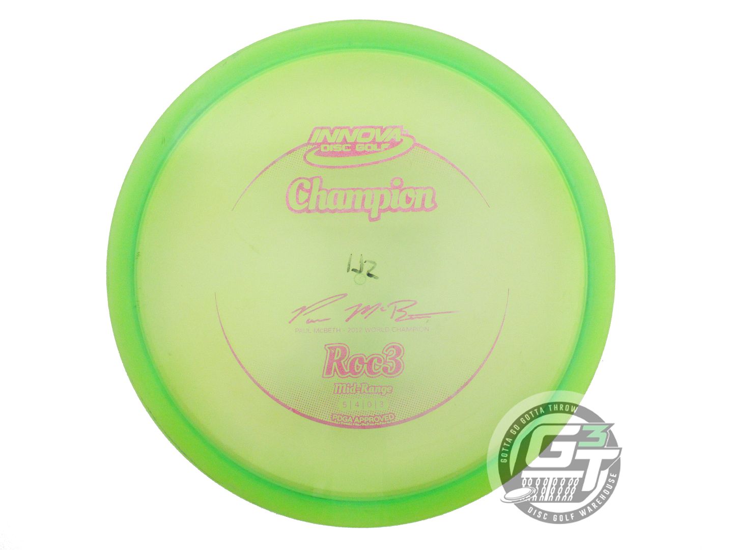 USED Innova [2012 McBETH] Champion Roc3 175g Lime Red Foil Midrange Golf Disc