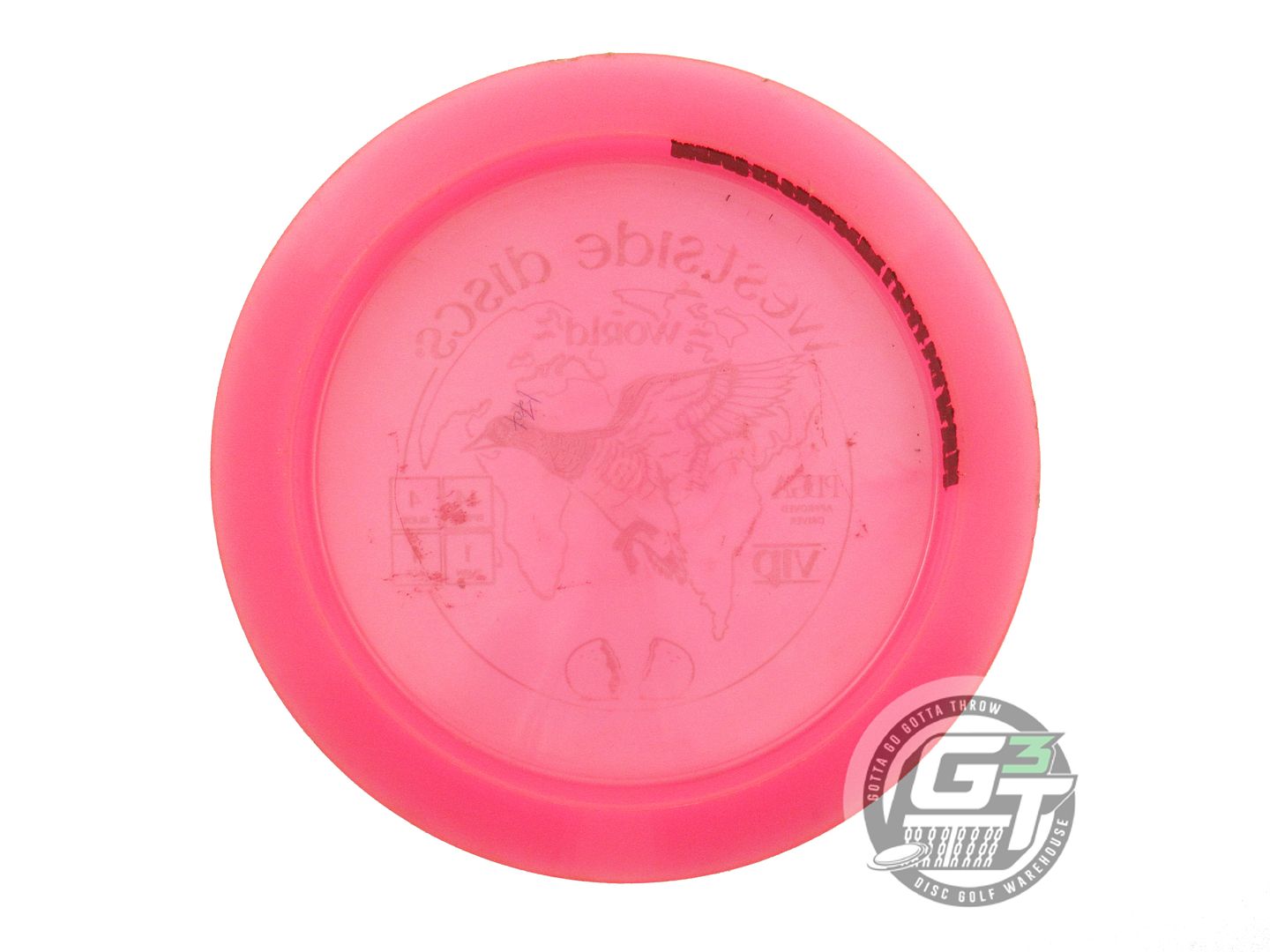 USED Westside Discs VIP World 174g Pink Green Foil Distance Driver Golf Disc